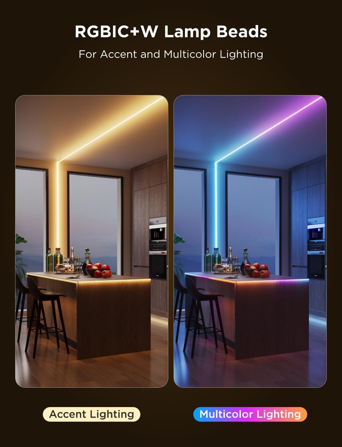 imageGovee COB LED Strip Light Pro LED Lights for Bedroom Compatible with Alexa Google Assistant and Matter RGBICW Light with Warm White Smart Strip Light LED Lights for Bedroom Color Changing 98ft98ft