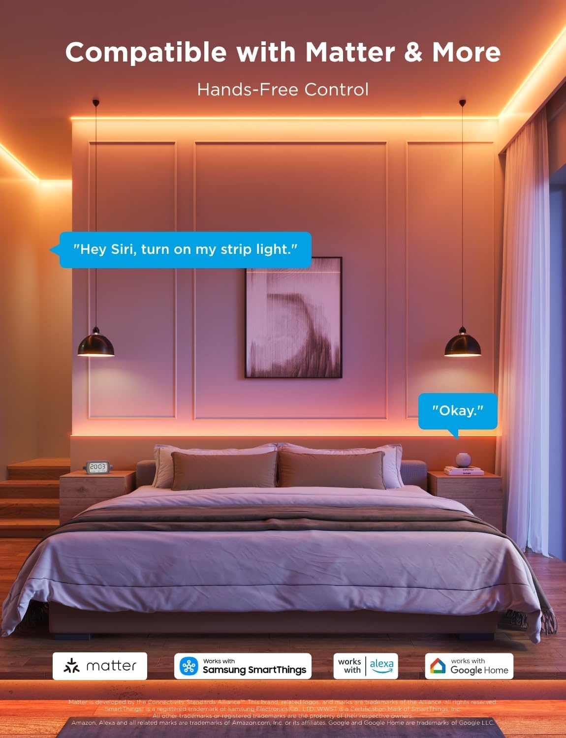imageGovee COB LED Strip Light Pro LED Lights for Bedroom Compatible with Alexa Google Assistant and Matter RGBICW Light with Warm White Smart Strip Light LED Lights for Bedroom Color Changing 98ft164ft