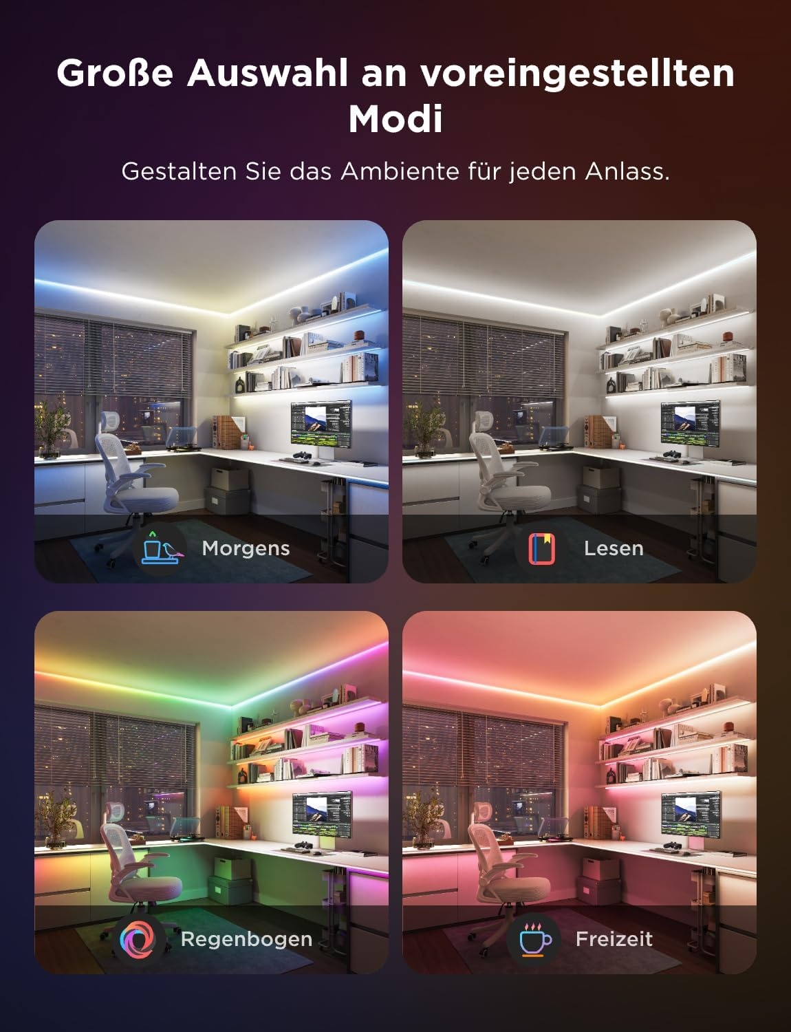 imageGovee COB LED Strip Light Pro LED Lights for Bedroom Compatible with Alexa Google Assistant and Matter RGBICW Light with Warm White Smart Strip Light LED Lights for Bedroom Color Changing 98ft98ft