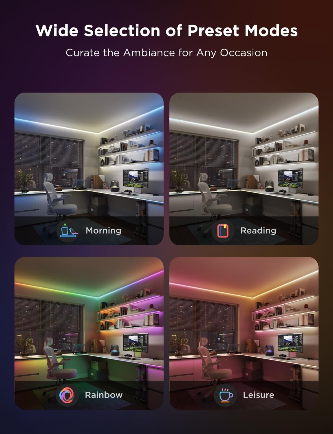 imageGovee COB LED Strip Light Pro LED Lights for Bedroom Compatible with Alexa Google Assistant and Matter RGBICW Light with Warm White Smart Strip Light LED Lights for Bedroom Color Changing 98ft164ft