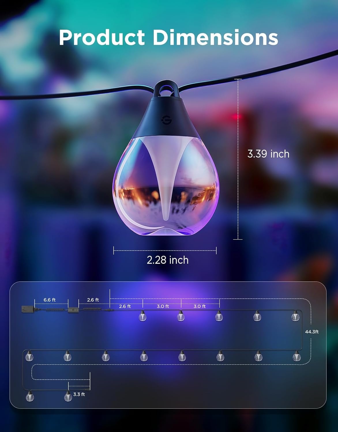 imageGovee Clear Bulb Outdoor String Lights 48ft RGBWIC Dimmable Patio amp Backyard Lights with 15 LED Bulbs 111 Modes IP67 Waterproof amp Shatterproof Works with Alexa Google amp Matter48ft