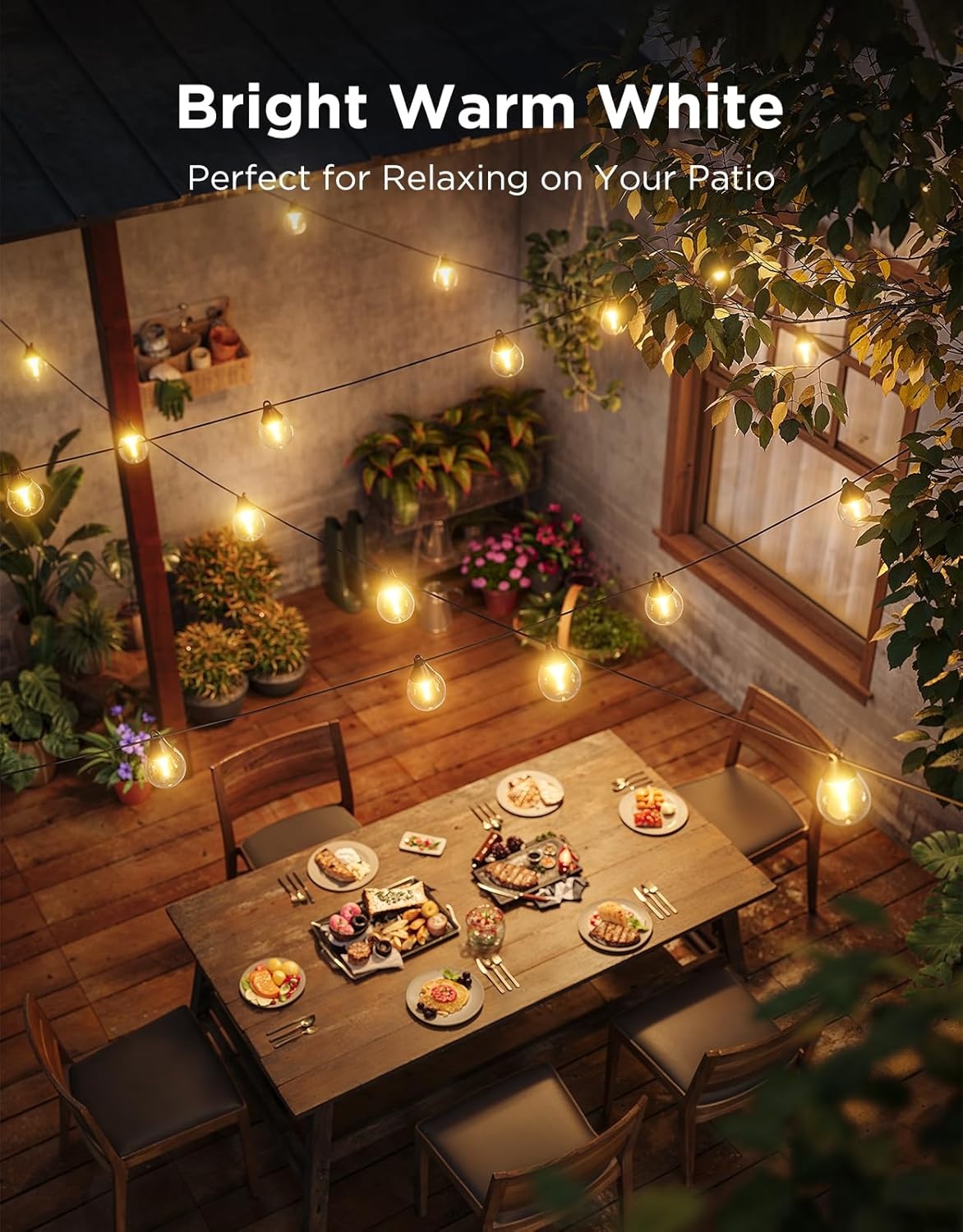 imageGovee Clear Bulb Outdoor String Lights 48ft RGBWIC Dimmable Patio amp Backyard Lights with 15 LED Bulbs 111 Modes IP67 Waterproof amp Shatterproof Works with Alexa Google amp Matter96ft
