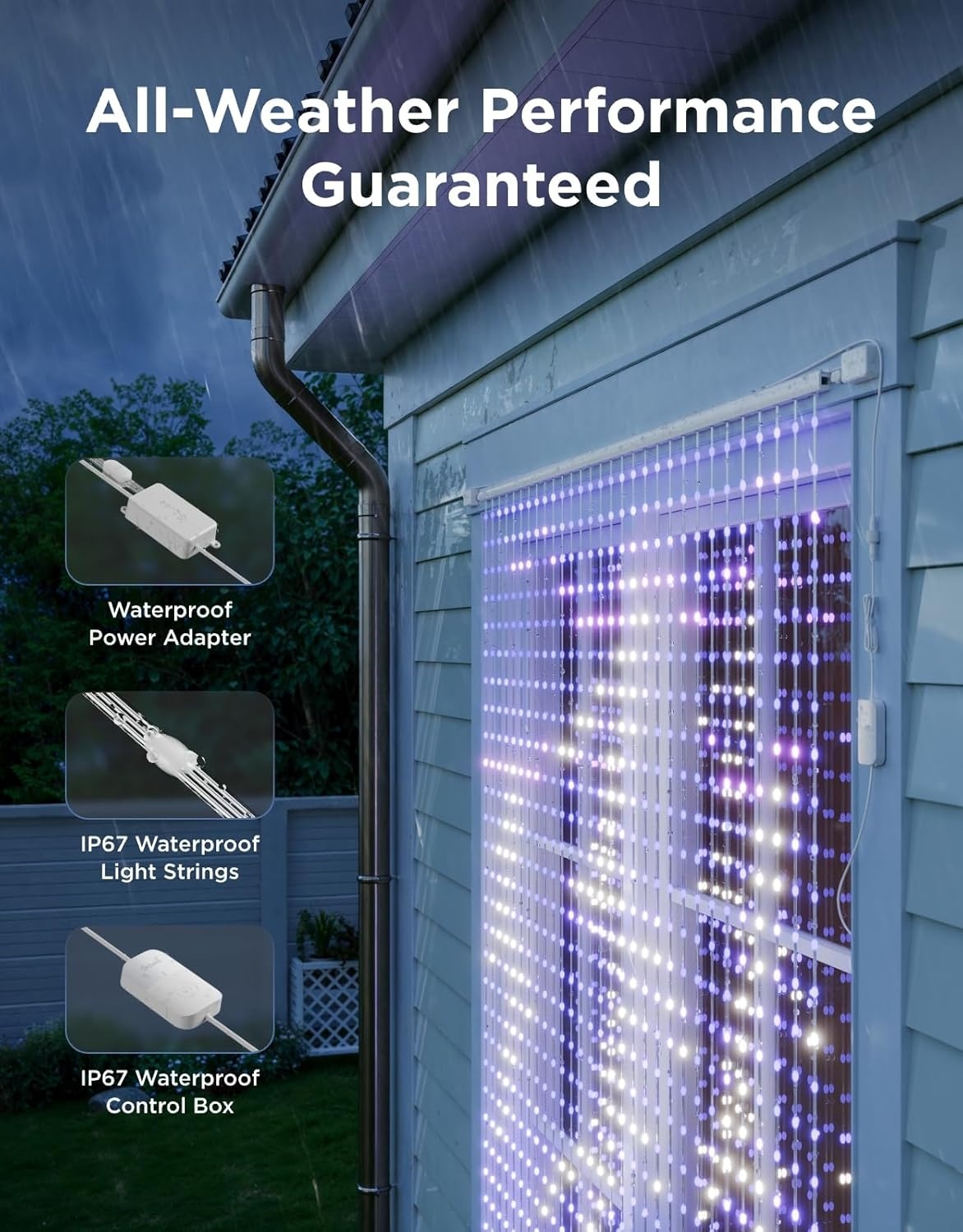 imageGovee Curtain Lights Pro Upgraded 960 LEDs Smart Color Changing LED Curtain Lights with AIGC Dynamic DIY String Lights for Bedroom Living Room Holiday Decor Outdoor IP67 Waterproof 541577ft