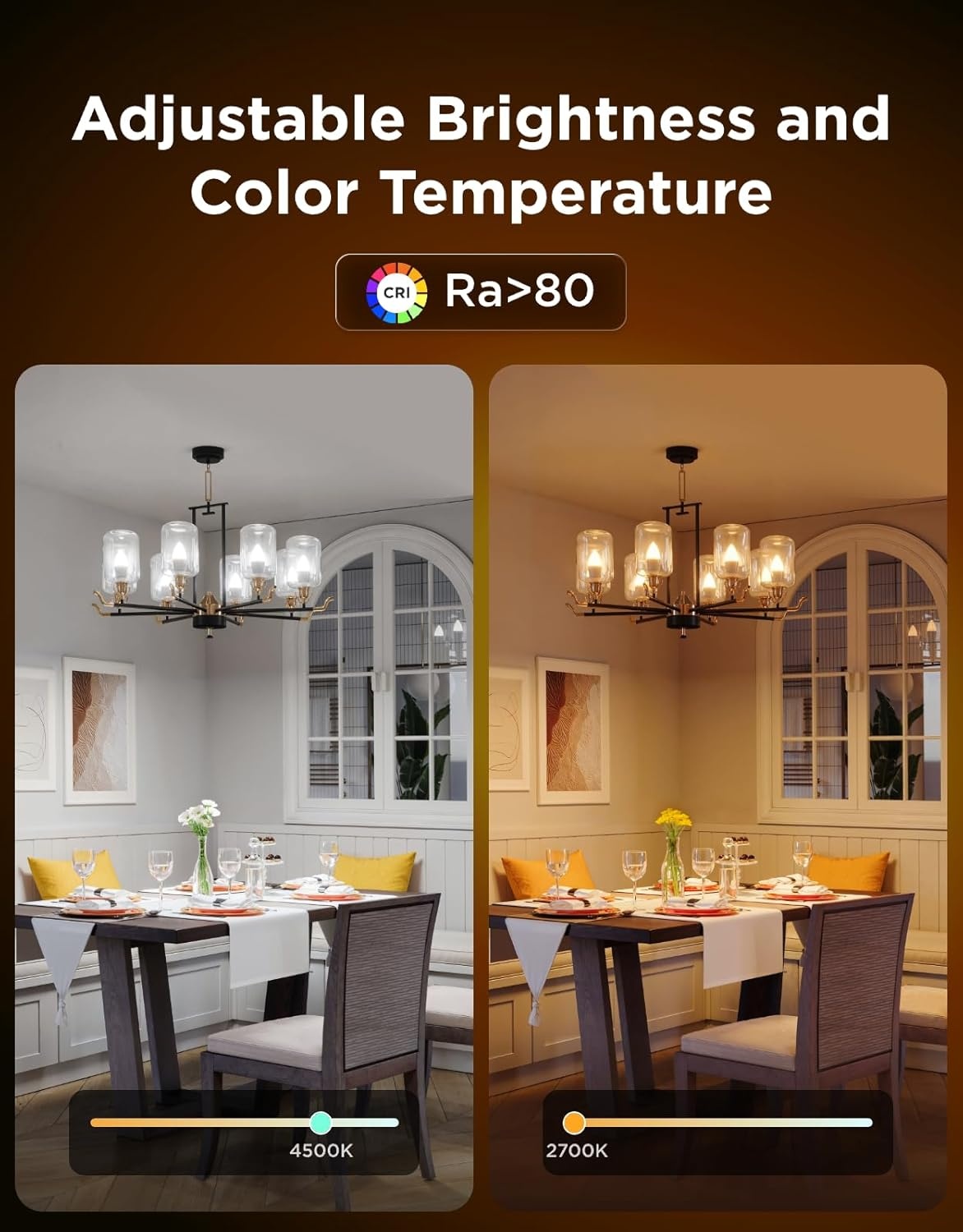 imageGovee E12 Led Bulb Smart Light Bulbs for ChandelierLiving Room Color Changing Candelabra Bulbs Work with Matter Alexa Google Assistant 40 Watt Equivalent 450 LM 80 CRI 24Ghz Only 4 Pack4