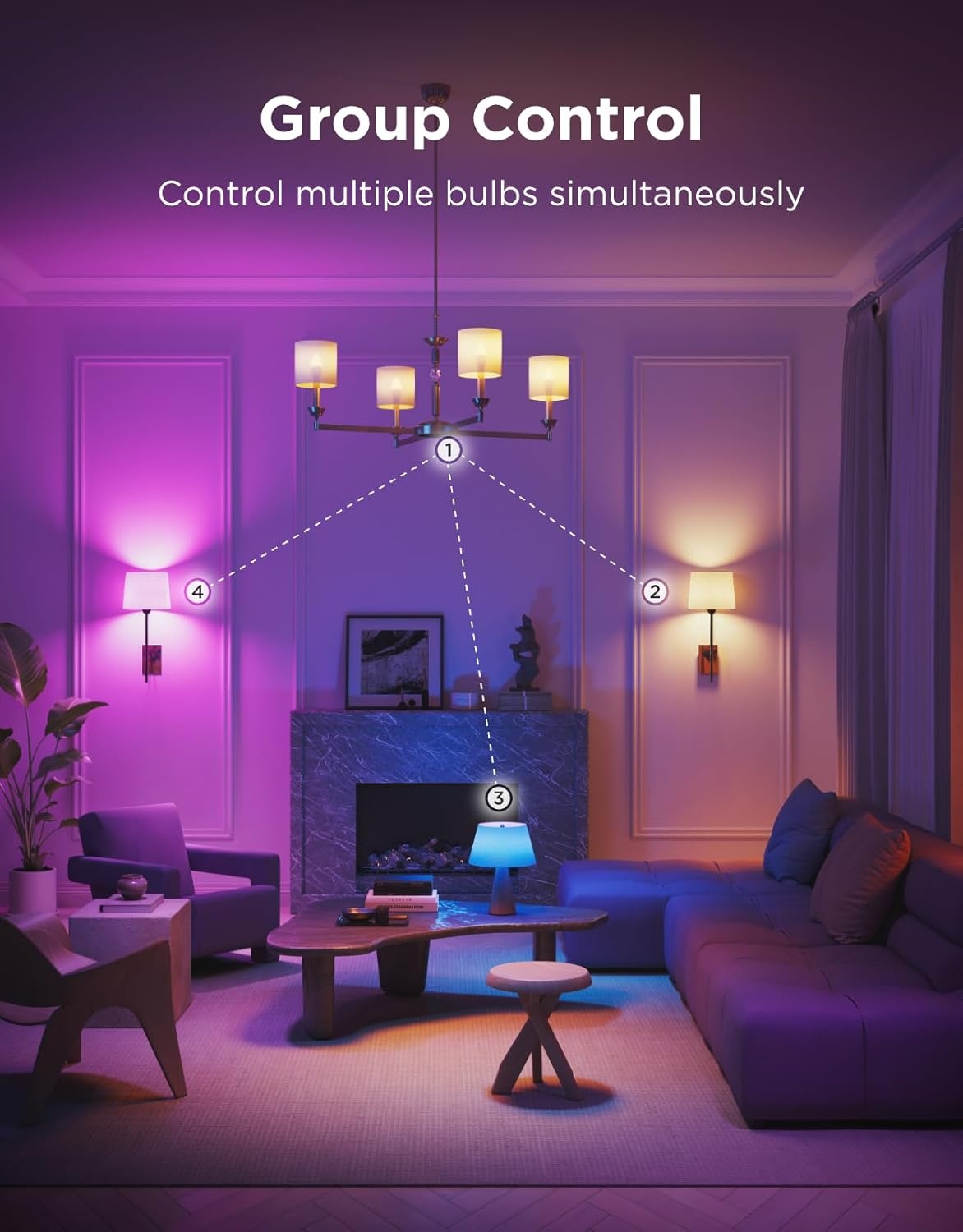 imageGovee E12 Led Bulb Smart Light Bulbs for ChandelierLiving Room Color Changing Candelabra Bulbs Work with Matter Alexa Google Assistant 40 Watt Equivalent 450 LM 80 CRI 24Ghz Only 4 Pack6