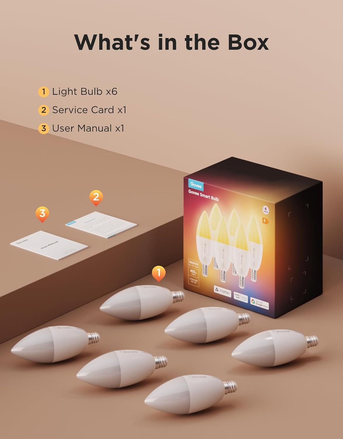 imageGovee E12 Led Bulb Smart Light Bulbs for ChandelierLiving Room Color Changing Candelabra Bulbs Work with Matter Alexa Google Assistant 40 Watt Equivalent 450 LM 80 CRI 24Ghz Only 4 Pack6