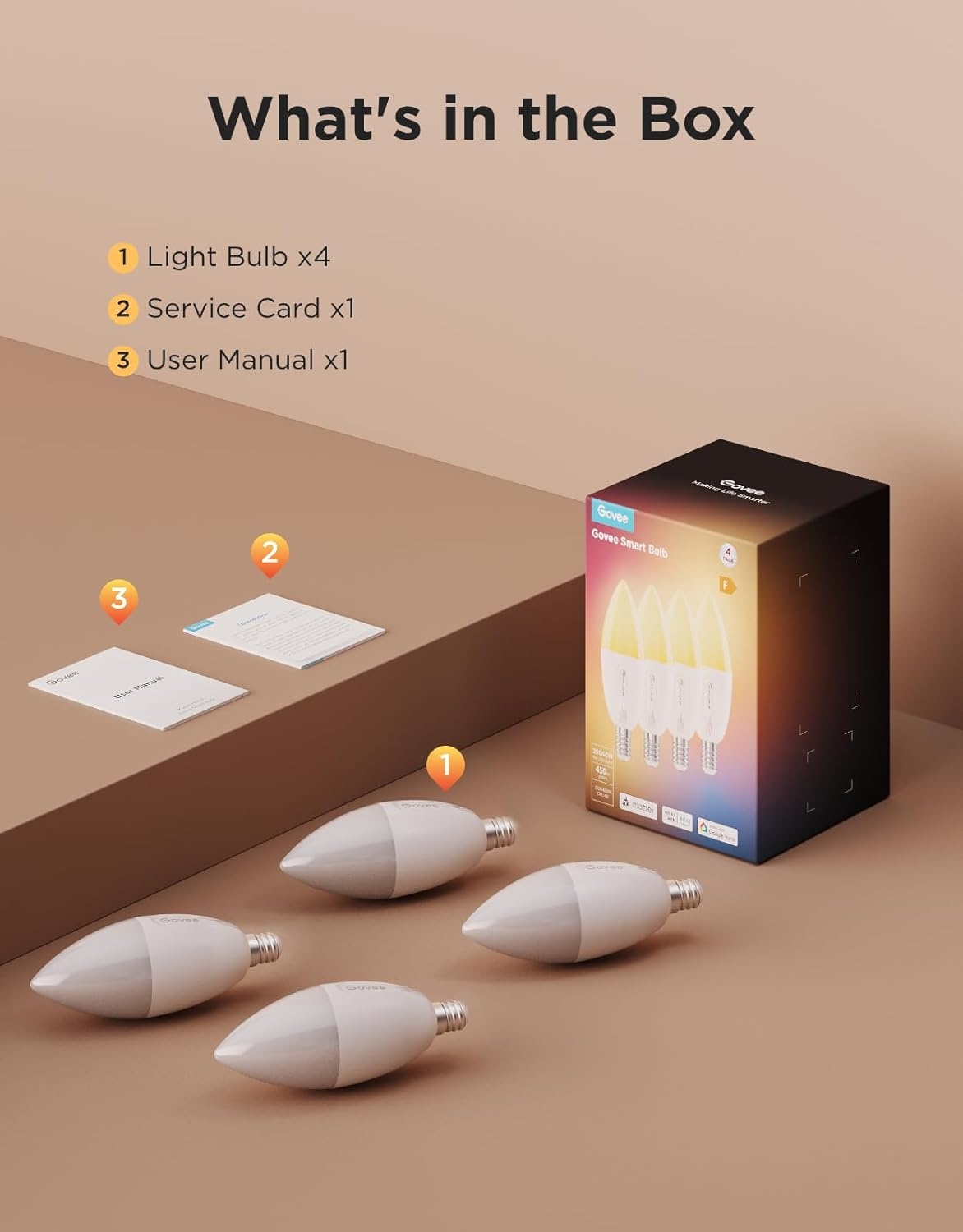 imageGovee E12 Led Bulb Smart Light Bulbs for ChandelierLiving Room Color Changing Candelabra Bulbs Work with Matter Alexa Google Assistant 40 Watt Equivalent 450 LM 80 CRI 24Ghz Only 4 Pack4