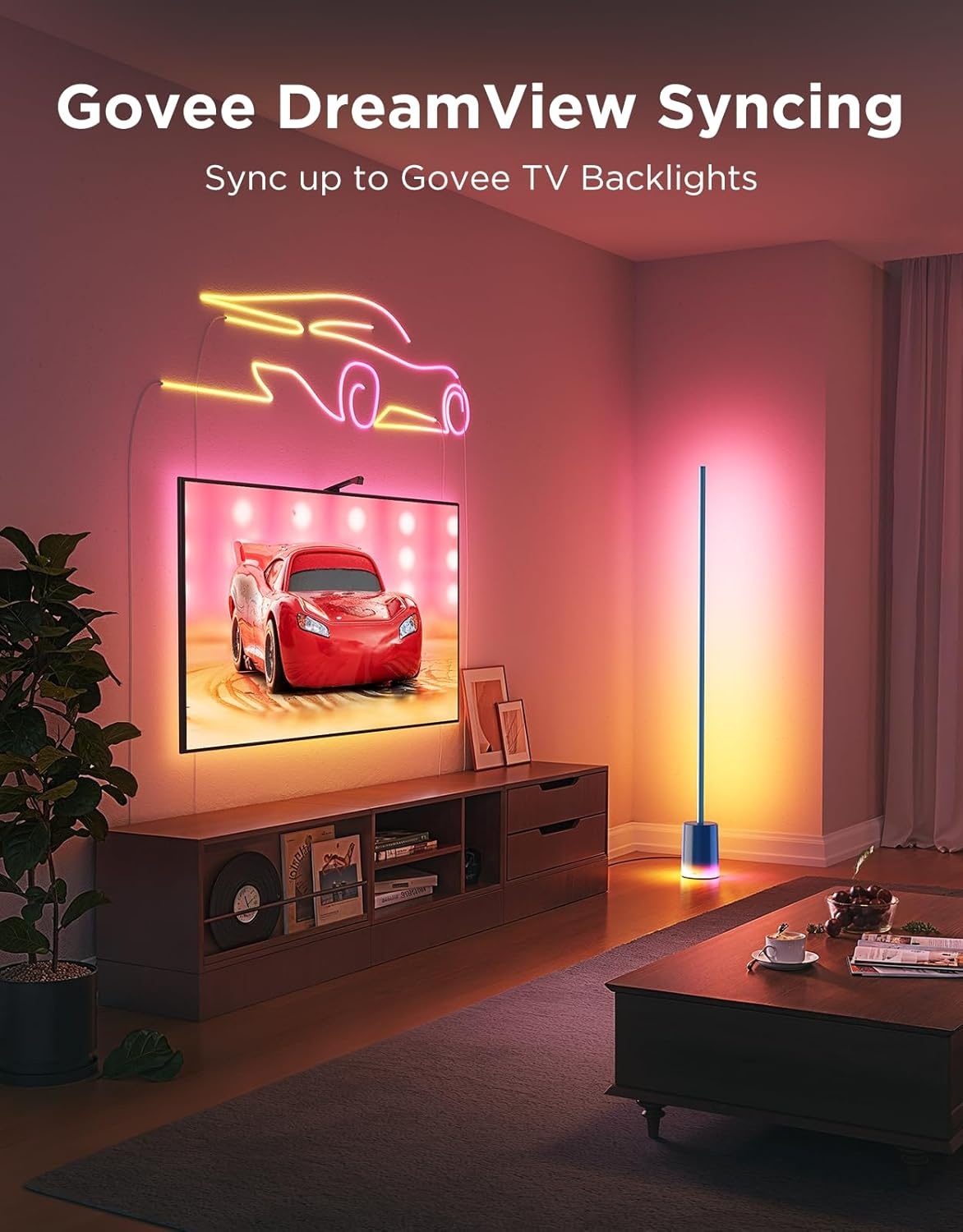 imageGovee Floor Lamp 2 RGBIC Warm Cool White LED Compatible with SmartThings Matter Alexa 1725lm Music Sync Scene Modes Smart Floor Lamp for Living Room Bedroom Black1 PackBlue