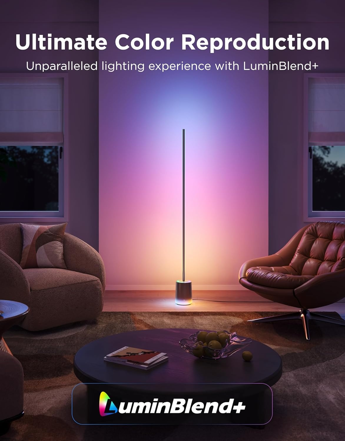 imageGovee Floor Lamp 3 with Luminblend Technology 2100lm Standing Lamp Work with Matter1000K10000K Modern Floor Lamps for Living Room Bedroom Office Corner Lamp with Dynamic Scenes DaySync
