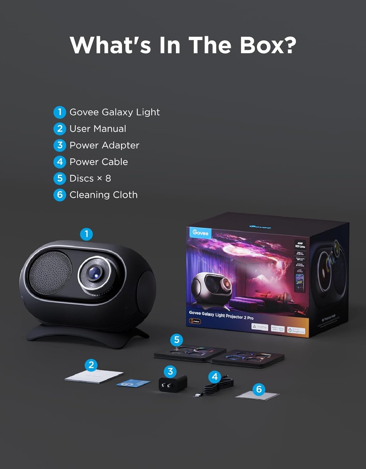 imageGovee Galaxy Light Star Projector 2 Pro 4 Megapixel HD Lens Planetarium Projector work with Matter Night Light Projector with 20 Preset Scenes Star LED Lights Projector Room Decor Gift for Kids