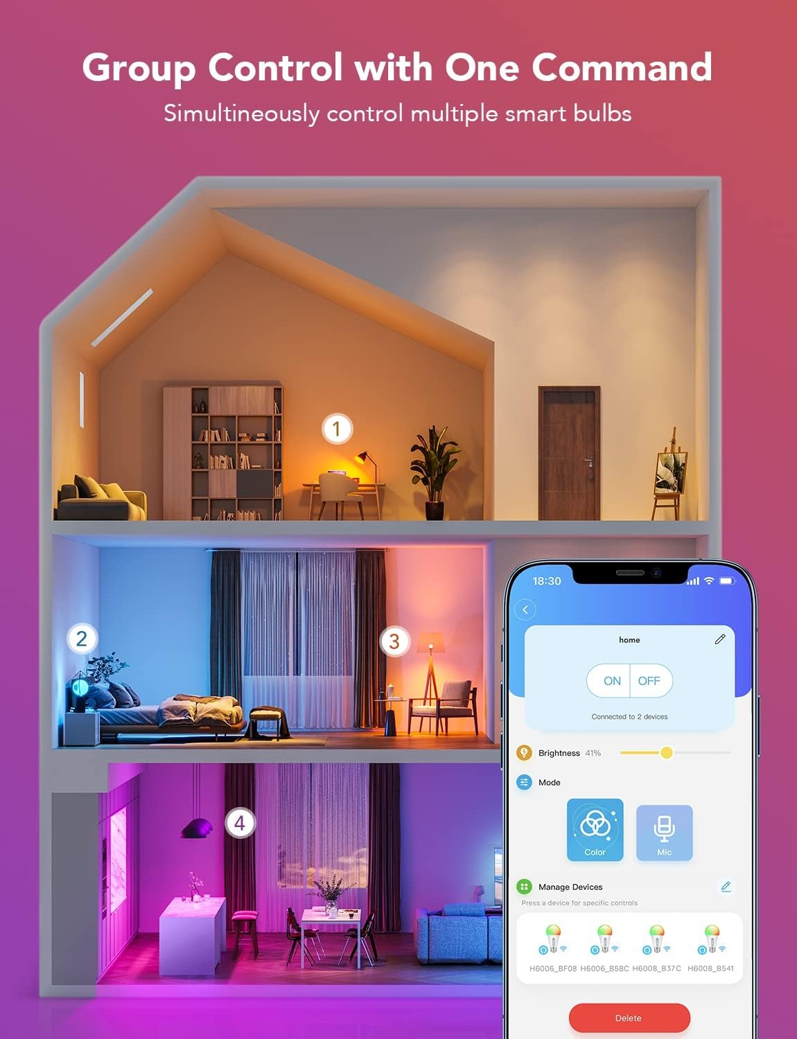 imageGovee LED Smart Light Bulbs 1000LM Color Changing Light Bulb WiFi amp Bluetooth Light Bulbs Work with Alexa and Google Assistant Dimmable RGBWW A19 75W Equivalent Smart Bulbs 4 Pack2
