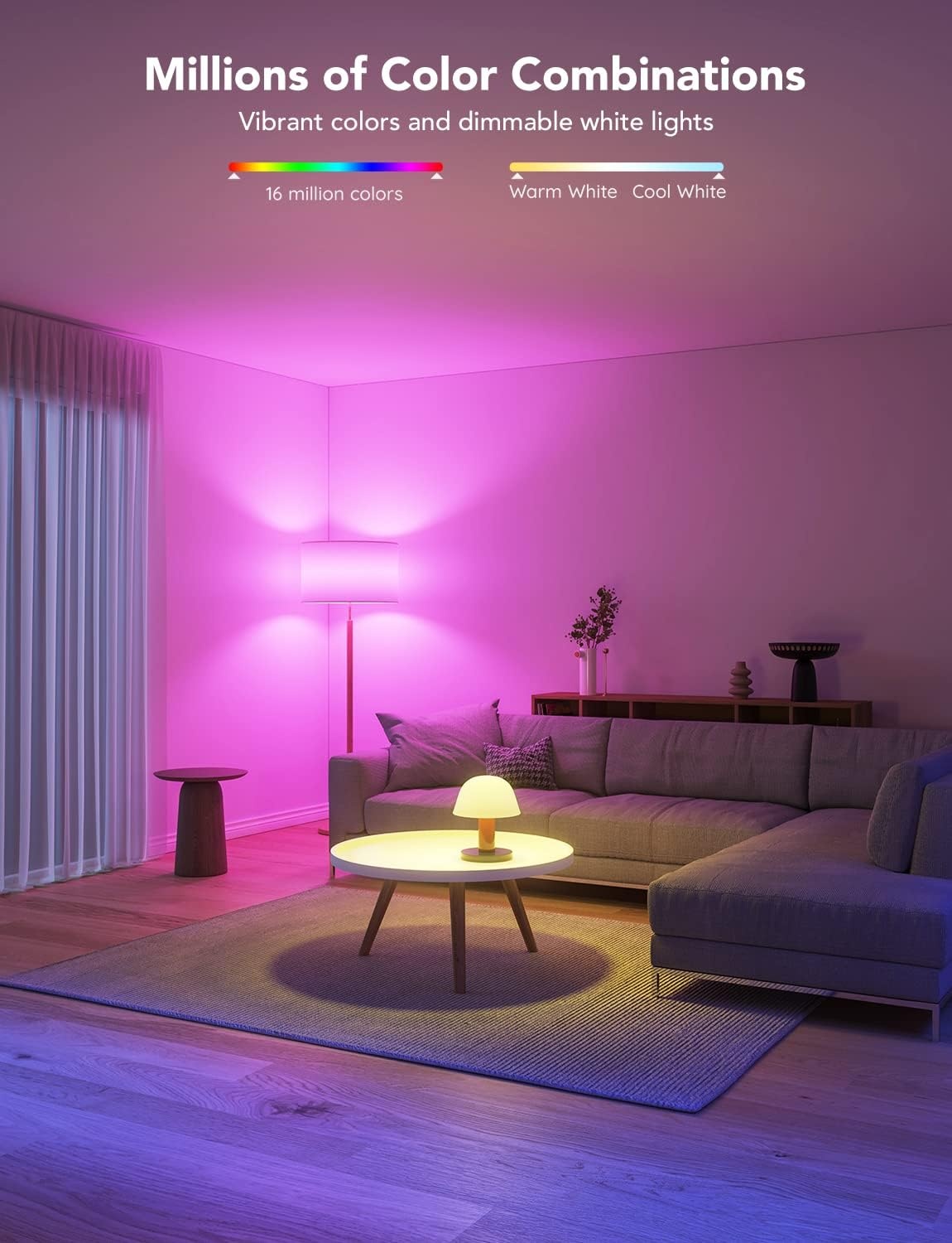imageGovee LED Smart Light Bulbs 1000LM Color Changing Light Bulb WiFi amp Bluetooth Light Bulbs Work with Alexa and Google Assistant Dimmable RGBWW A19 75W Equivalent Smart Bulbs 4 Pack4