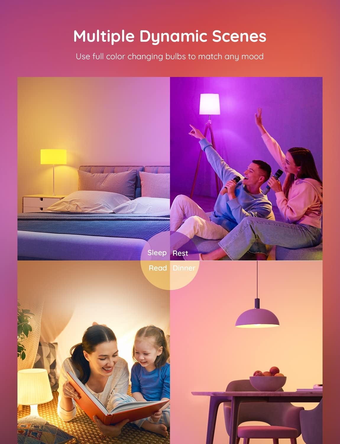 imageGovee LED Smart Light Bulbs 1000LM Color Changing Light Bulb WiFi amp Bluetooth Light Bulbs Work with Alexa and Google Assistant Dimmable RGBWW A19 75W Equivalent Smart Bulbs 4 Pack2