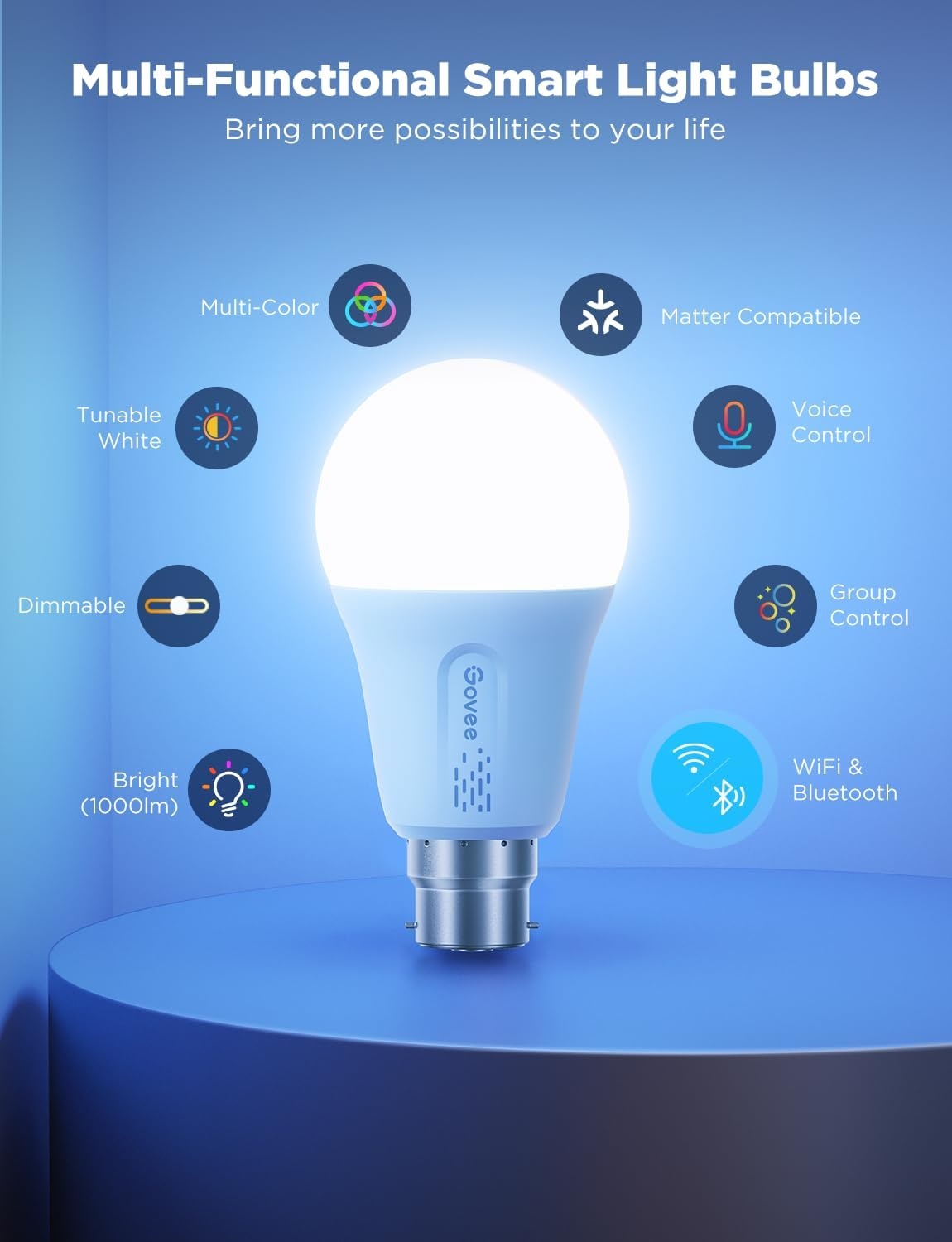 imageGovee LED Smart Light Bulbs 1000LM Color Changing Light Bulb WiFi amp Bluetooth Light Bulbs Work with Alexa and Google Assistant Dimmable RGBWW A19 75W Equivalent Smart Bulbs 4 Pack2