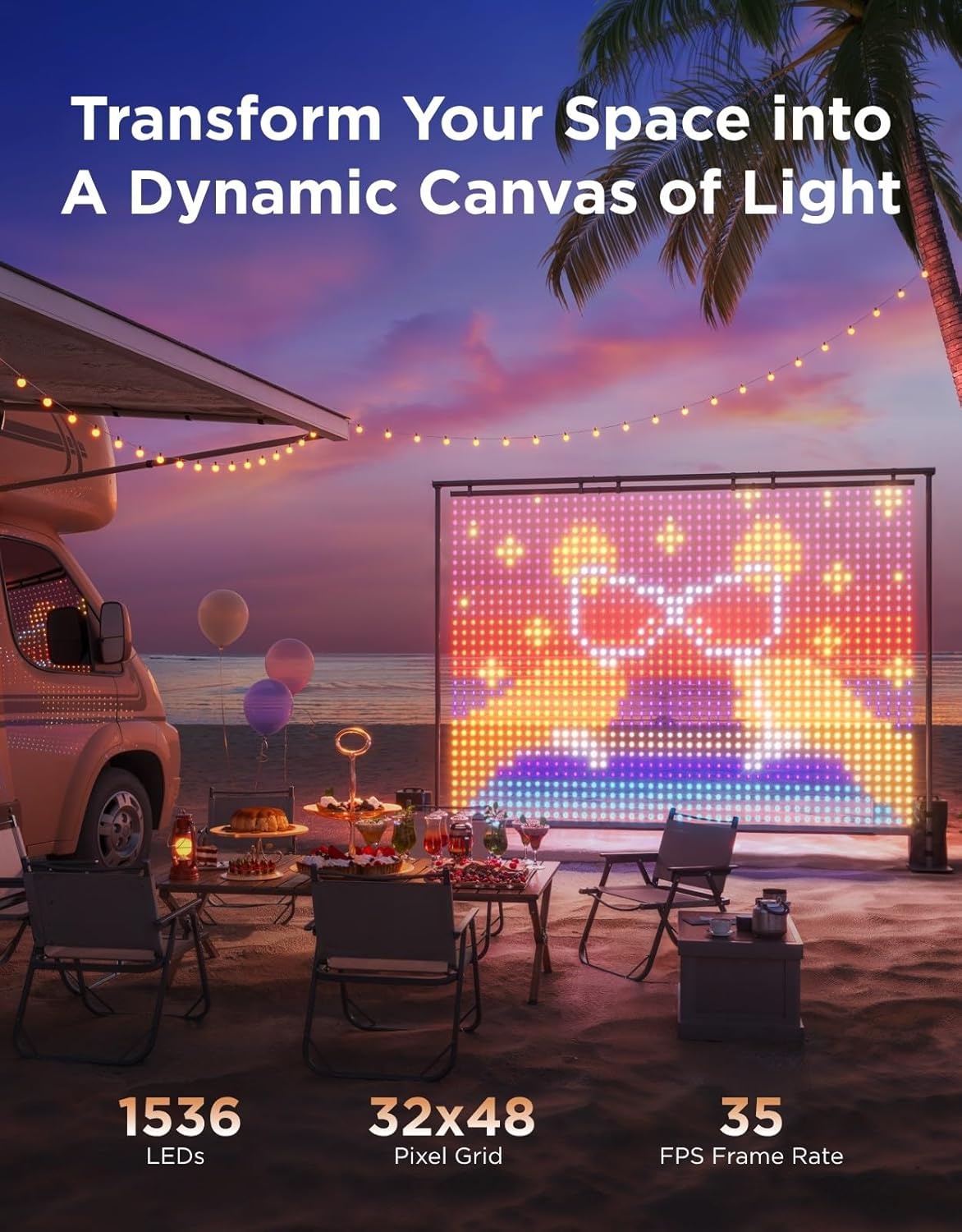 imageGovee Lightwall Large Smart Curtain Light Portable amp Dimmable Color Changing String Lights Music Sync 1536 RGBIC LEDs with AIGC Light wall for Outdoor amp Indoor Use IP65 Waterproof 85 x 62ft