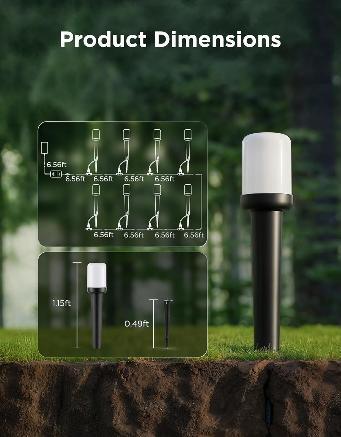 imageGovee Outdoor Cylinder Pathway Lights 8 Pack 425lm Patio Lights IP67 Waterproof 60 Preset Scene Modes Outdoor Decor for Path Patio Garden Lawn Compatible with Alexa Google Assistant Matter8