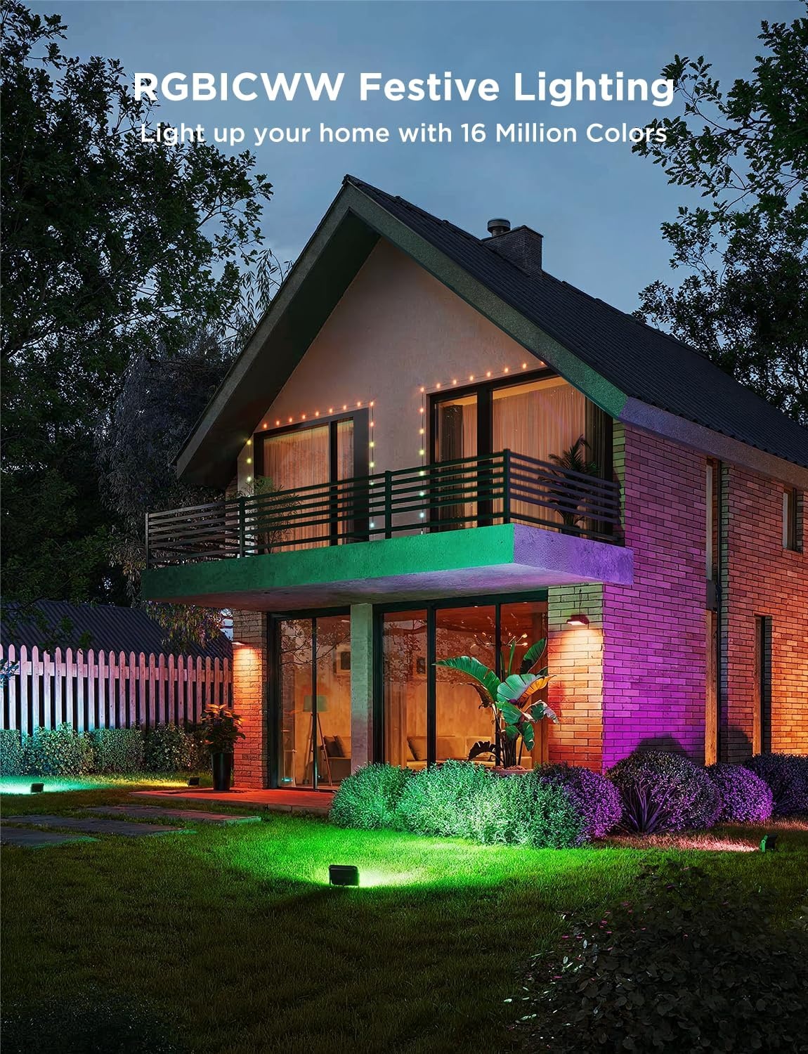 imageGovee Outdoor Flood Lights 2 RGBIC Warm Cold White LED Lights for Outdoor Decorations 50 Scene Modes Landscape Lighting Upgraded IP66 with App Control Wired 6 Pack4 pack