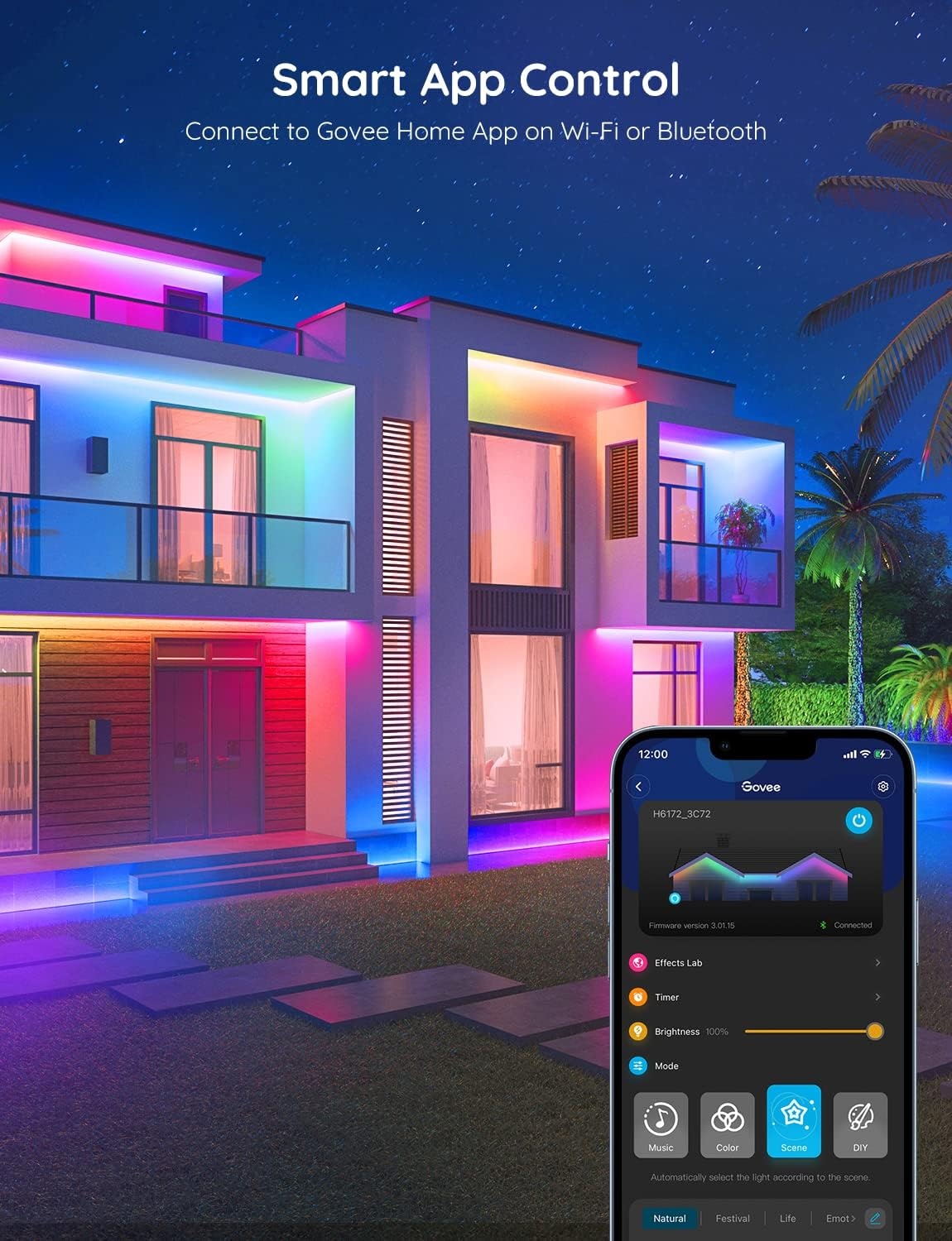 imageGovee Outdoor LED Strip Lights 328ft Smart Outdoor Lights Work with Alexa and Google Assistant App Control IP65 Waterproof RGBIC LED Lights for Patio Eave Holiday Decorations656ft