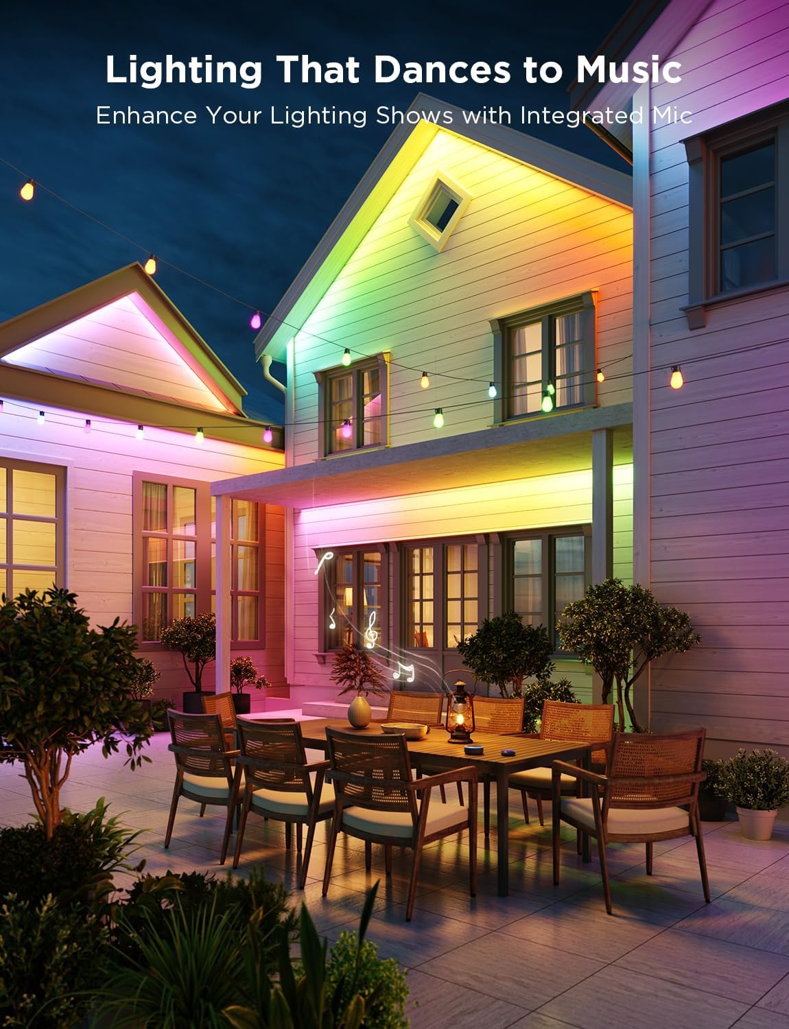 imageGovee Outdoor LED Strip Lights 328ft Smart Outdoor Lights Work with Alexa and Google Assistant App Control IP65 Waterproof RGBIC LED Lights for Patio Eave Holiday Decorations984ft