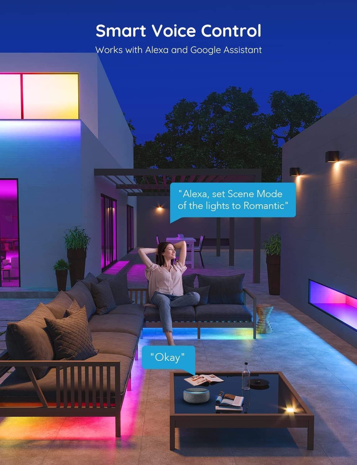 imageGovee Outdoor LED Strip Lights 328ft Smart Outdoor Lights Work with Alexa and Google Assistant App Control IP65 Waterproof RGBIC LED Lights for Patio Eave Holiday Decorations656ft