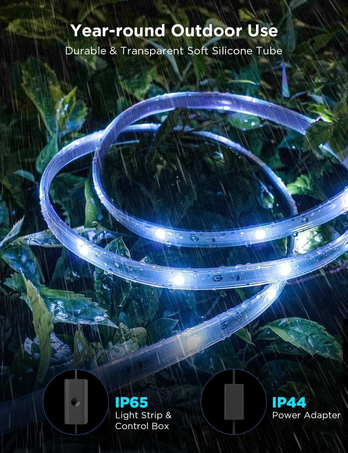 imageGovee Outdoor LED Strip Lights 328ft Smart Outdoor Lights Work with Alexa and Google Assistant App Control IP65 Waterproof RGBIC LED Lights for Patio Eave Holiday Decorations984ft