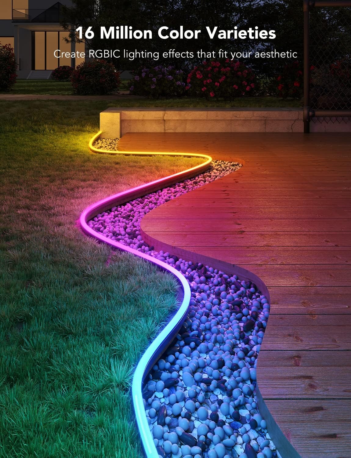 imageGovee Outdoor Neon Rope Lights 328ft RGBIC IP67 Waterproof Patio Decorations with 64 Scene Modes Music Sync Flexible LED Outdoor Lights Neon Lights Work with Alexa Google Assistant328ft