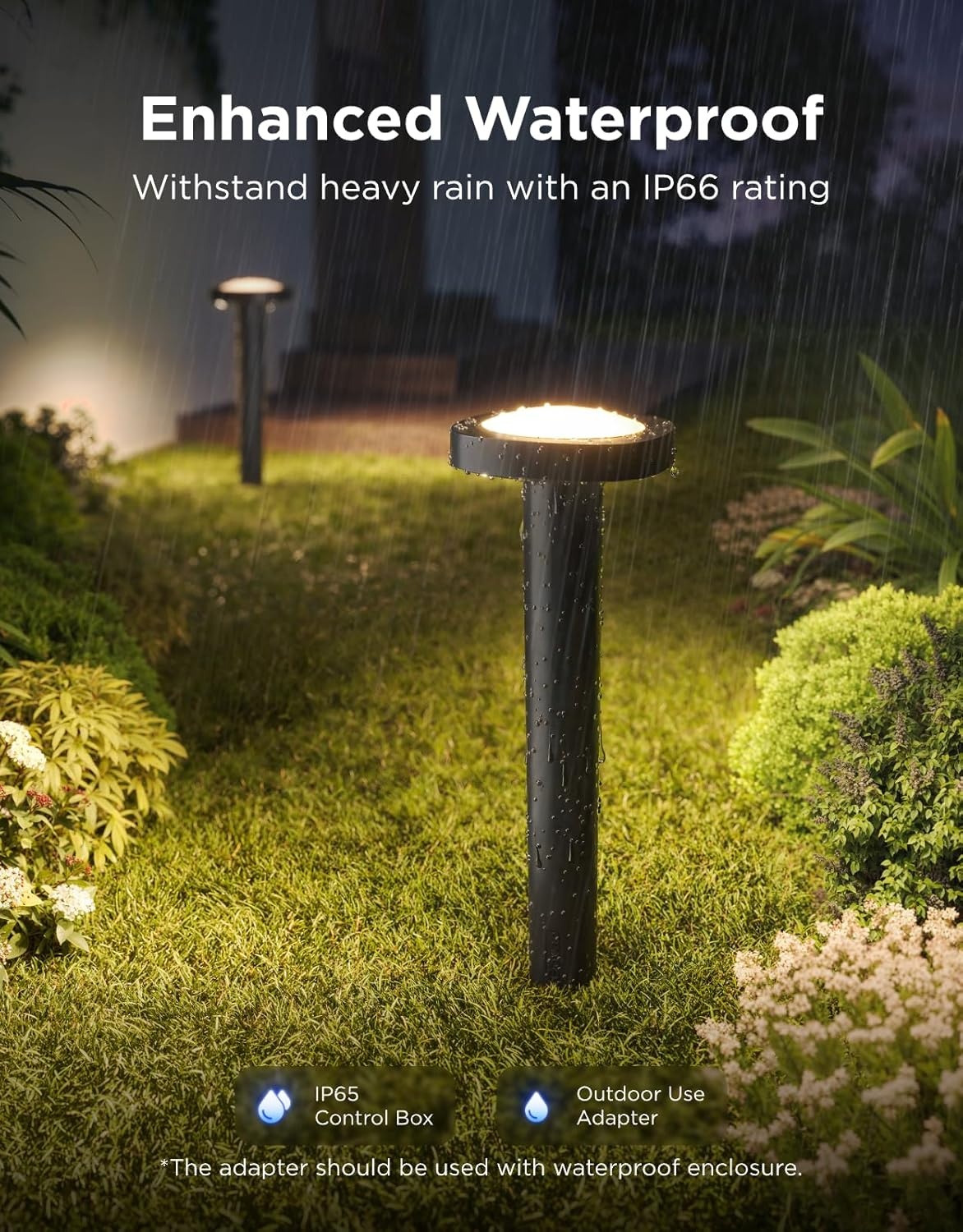 imageGovee Outdoor Pathway Lights 2 IP66 Waterproof Patio Lights 60 Scene Modes Landscape Lighting for Yard Garage Garden Lawn Outdoor Decor Works with Alexa Google Assistant Matter Wired 4 Pack