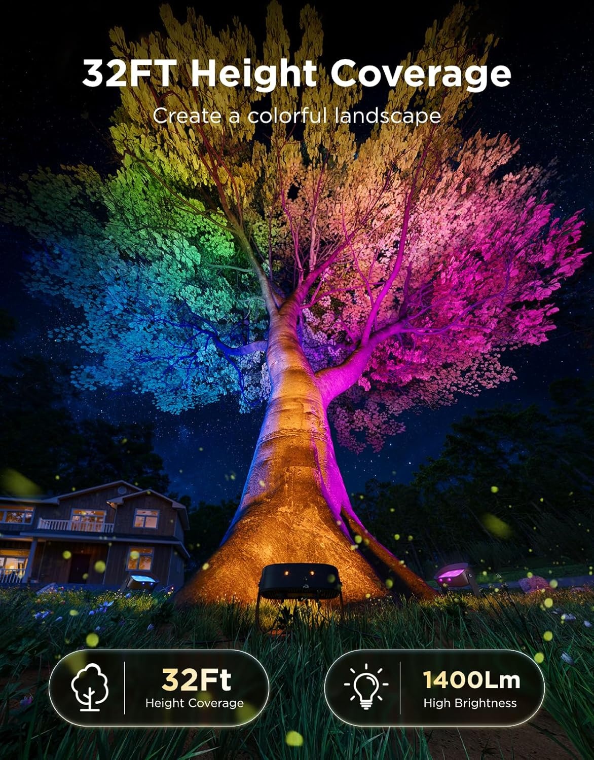 imageGovee Outdoor Tree Lights 3Pack RGBWIC LED Landscape Lighting Outdoor Lights for Yard Garden Patio 66 Scene Modes for Holiday Party and Event App Control Google Assistant Matter