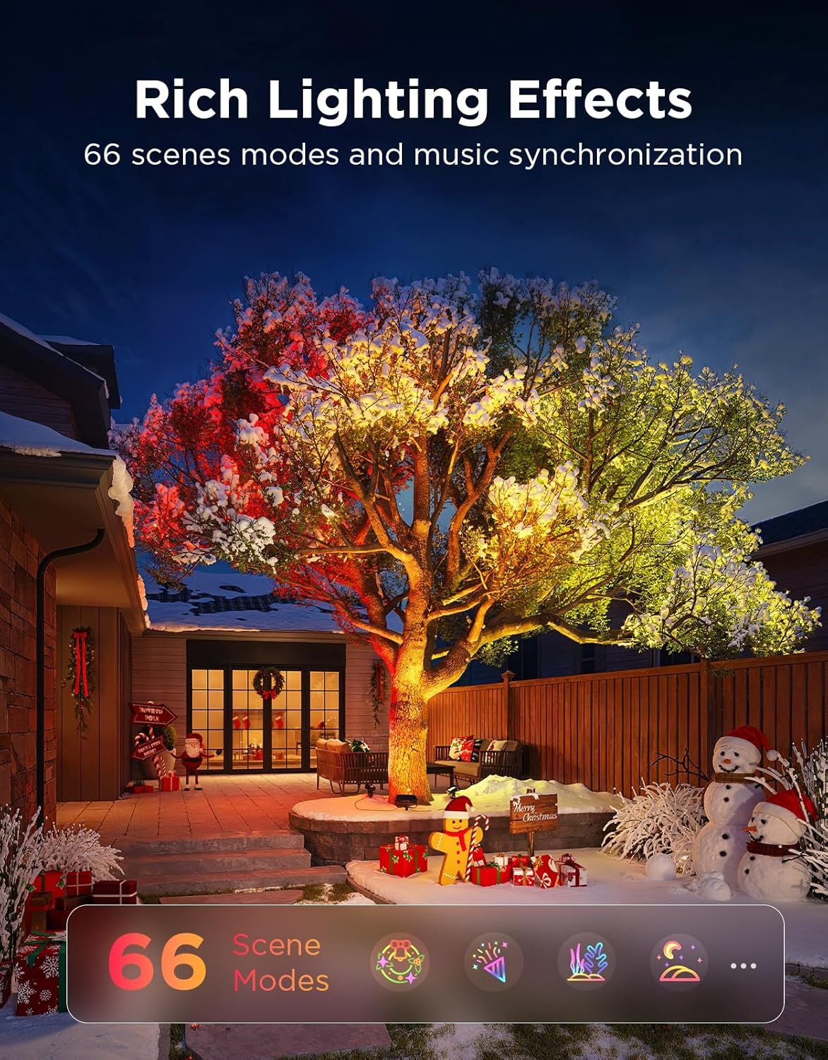 imageGovee Outdoor Tree Lights 3Pack RGBWIC LED Landscape Lighting Outdoor Lights for Yard Garden Patio 66 Scene Modes for Holiday Party and Event App Control Google Assistant Matter
