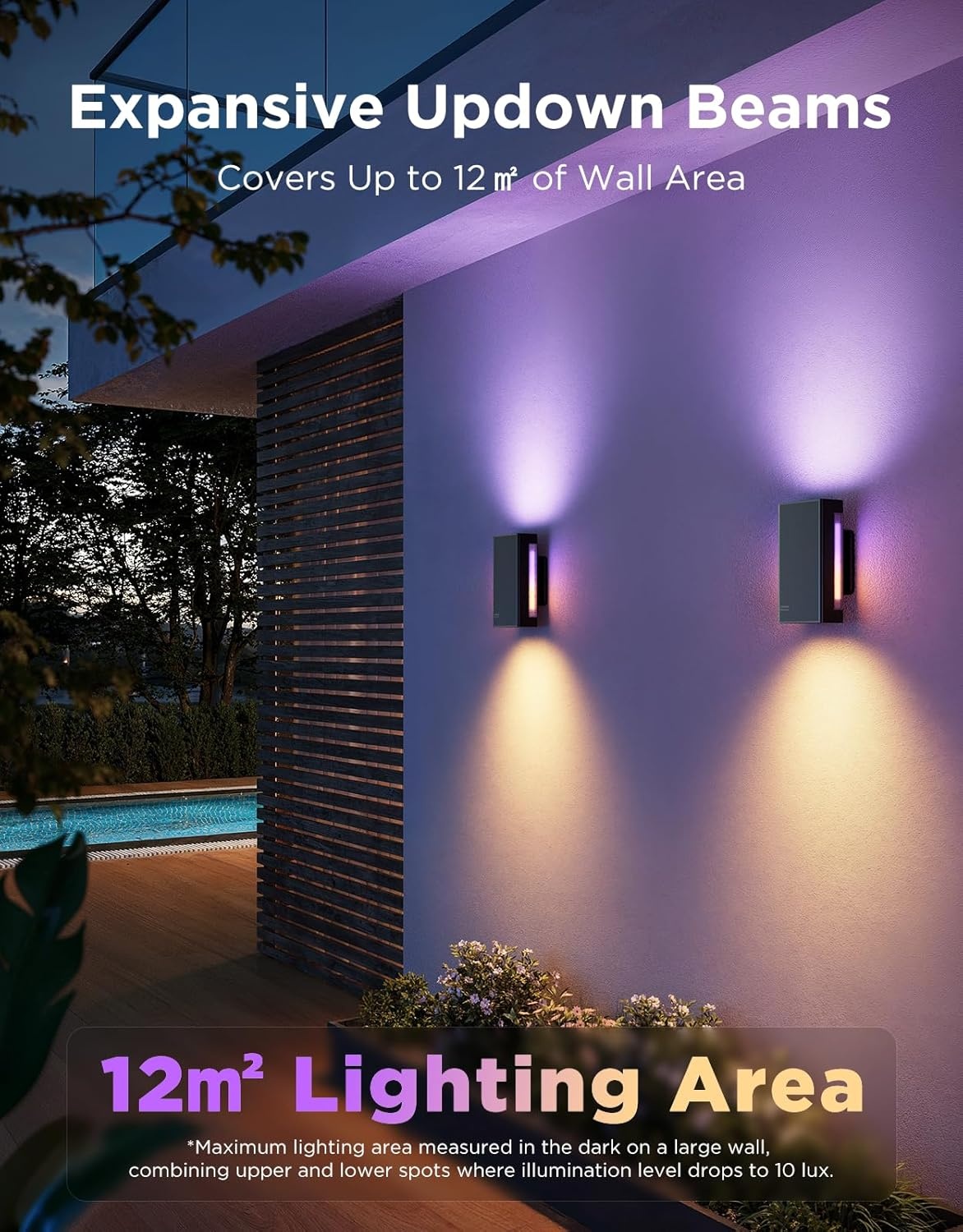 imageGovee Outdoor UpDown Wall Light 2 Pack 1200LM RGBICWW Smart Porch Lights Outdoor with 64 Scene Modes IP66 Waterproof Wall Sconce for Outdoor Decor Works with Alexa Google Assistant and Matter1