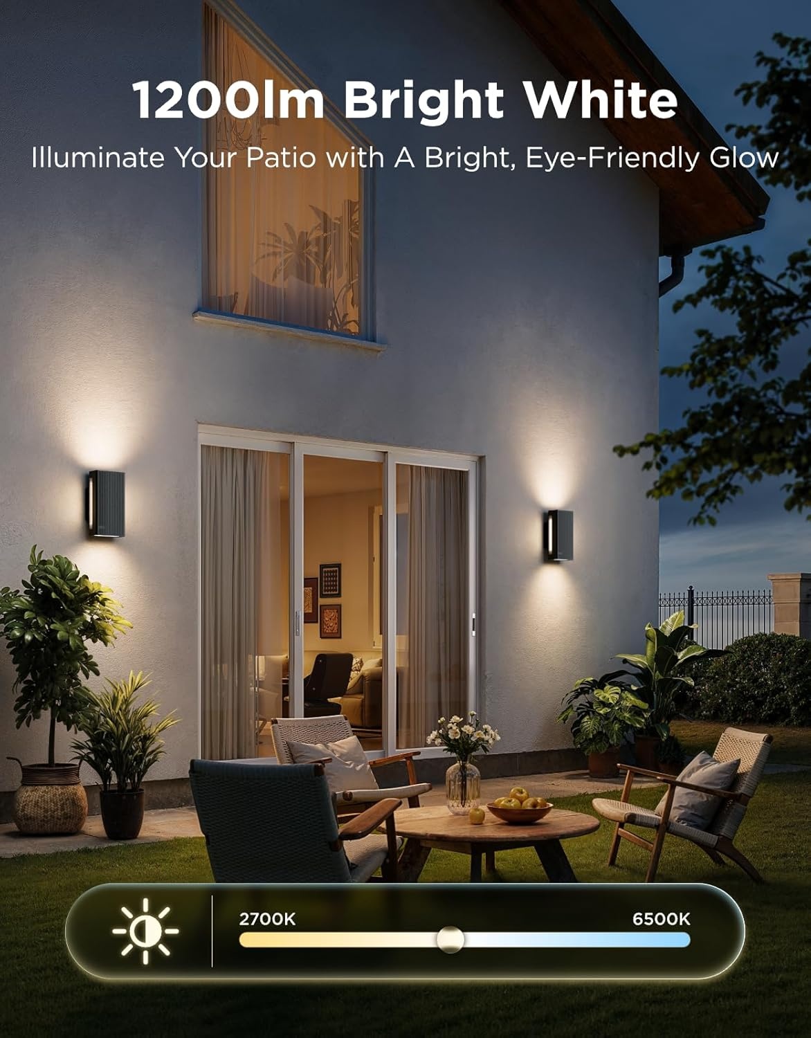 imageGovee Outdoor UpDown Wall Light 2 Pack 1200LM RGBICWW Smart Porch Lights Outdoor with 64 Scene Modes IP66 Waterproof Wall Sconce for Outdoor Decor Works with Alexa Google Assistant and Matter2
