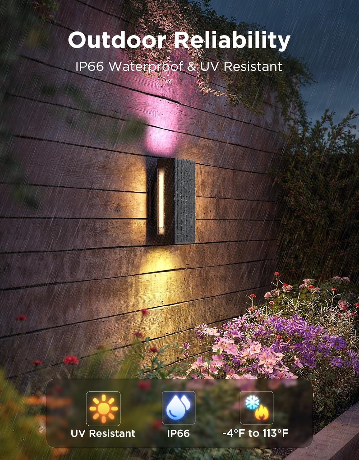imageGovee Outdoor UpDown Wall Light 2 Pack 1200LM RGBICWW Smart Porch Lights Outdoor with 64 Scene Modes IP66 Waterproof Wall Sconce for Outdoor Decor Works with Alexa Google Assistant and Matter1