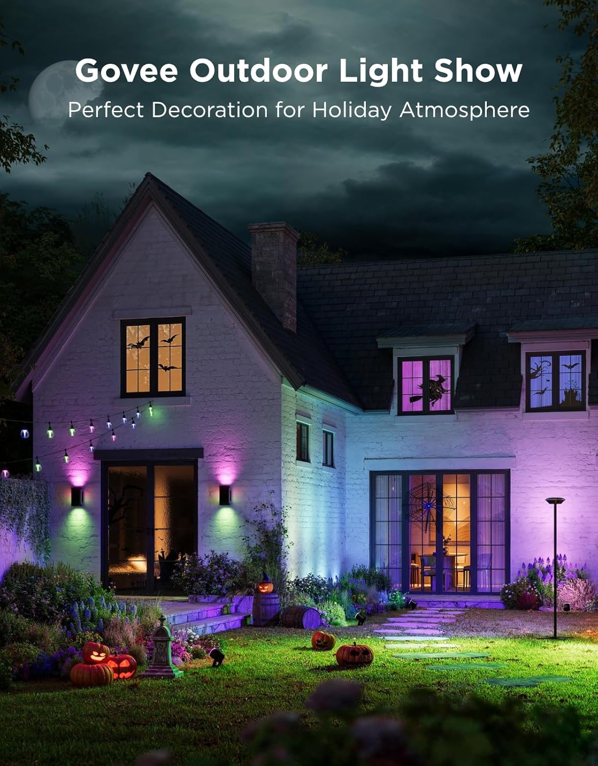 imageGovee Outdoor UpDown Wall Light 2 Pack 1200LM RGBICWW Smart Porch Lights Outdoor with 64 Scene Modes IP66 Waterproof Wall Sconce for Outdoor Decor Works with Alexa Google Assistant and Matter1