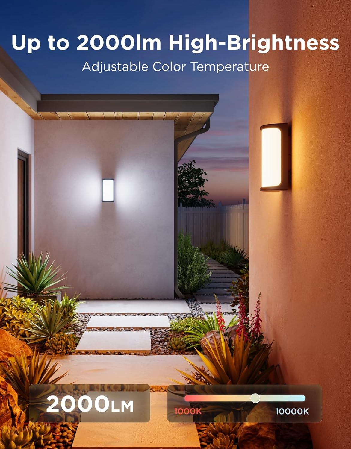 imageGovee Outdoor Wall Lights Pro 2 Pack 2000LM RGBICWW 72Zone Customization MusicSync IP67 Waterproof for Outdoor Decor Porch Garage Yard Patio Compatible with Alexa Google Home and Matter