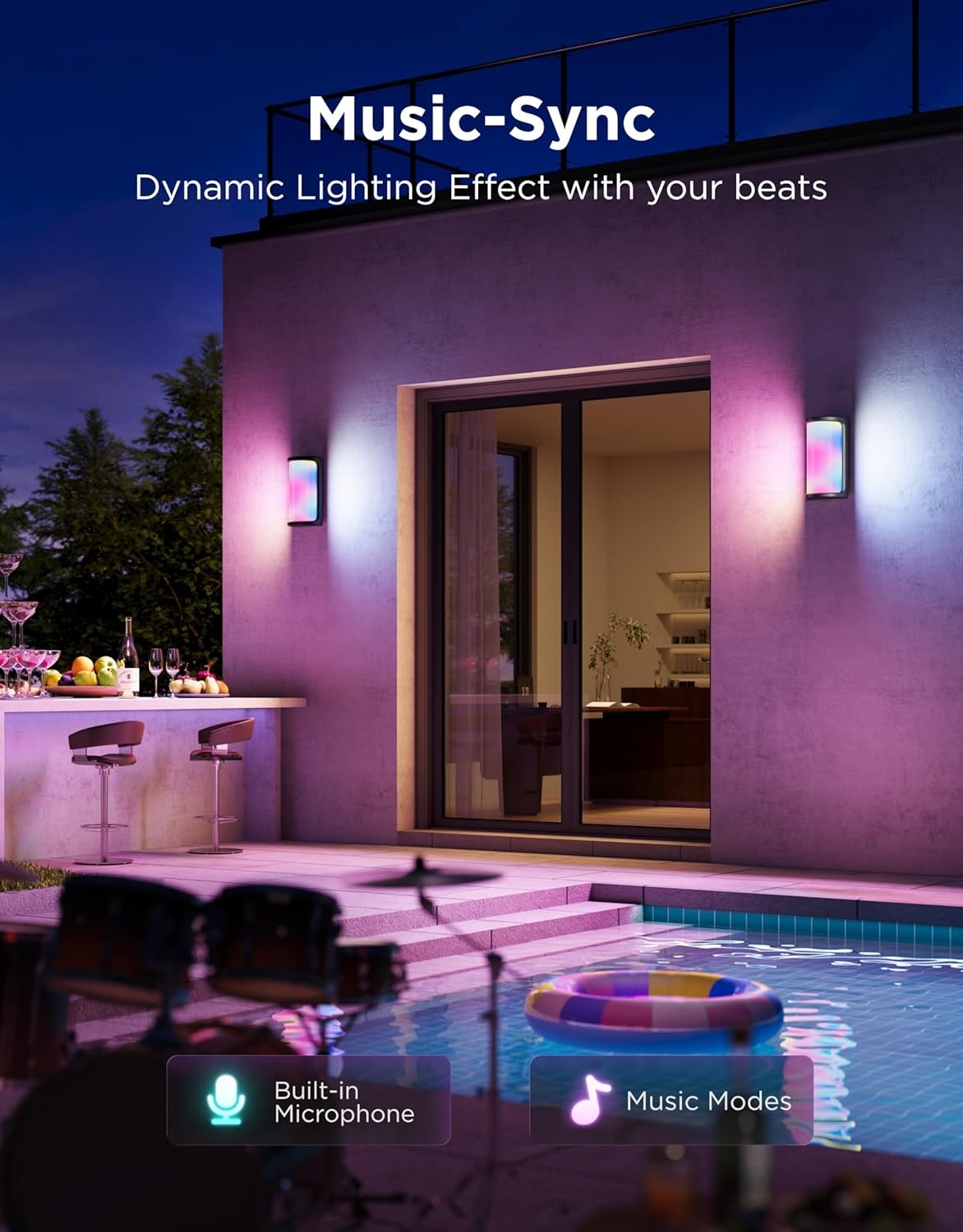 imageGovee Outdoor Wall Lights Pro 2 Pack 2000LM RGBICWW 72Zone Customization MusicSync IP67 Waterproof for Outdoor Decor Porch Garage Yard Patio Compatible with Alexa Google Home and Matter