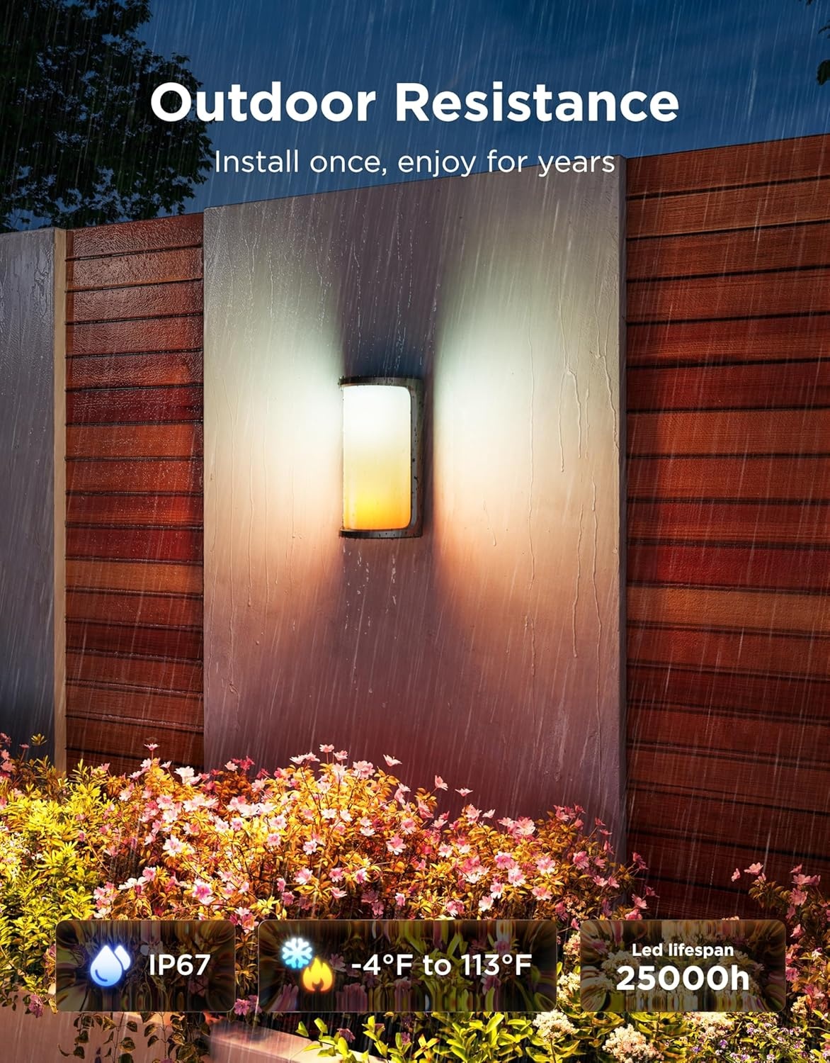 imageGovee Outdoor Wall Lights Pro 2 Pack 2000LM RGBICWW 72Zone Customization MusicSync IP67 Waterproof for Outdoor Decor Porch Garage Yard Patio Compatible with Alexa Google Home and Matter
