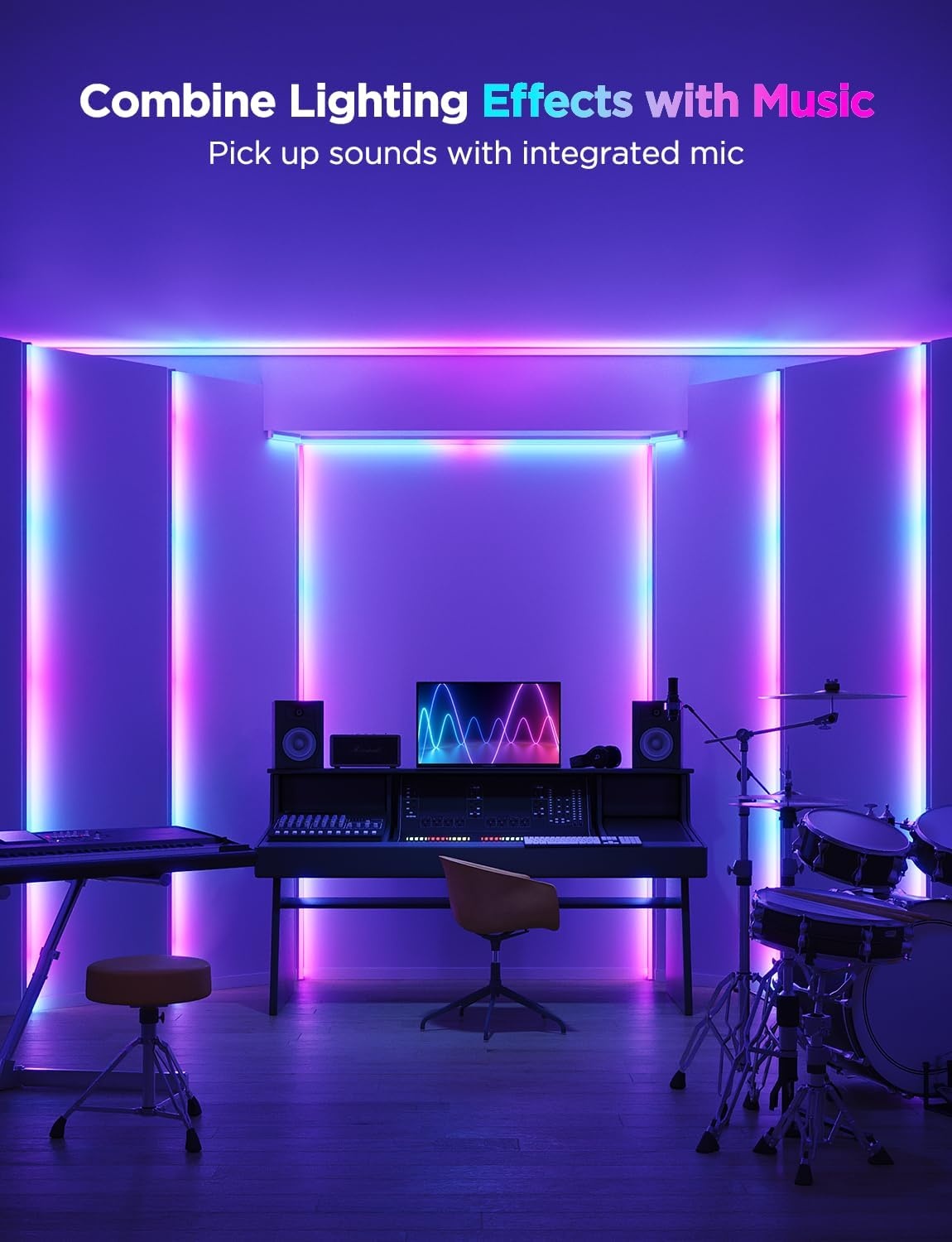 imageGovee RGBIC LED Strip Lights 164ft with Covers Smart LED Lights for Bedroom Work with Alexa and Google Assistant LED Diffuser Channel with Srtip Lights Skirting Lines Studio Cabinet164ft