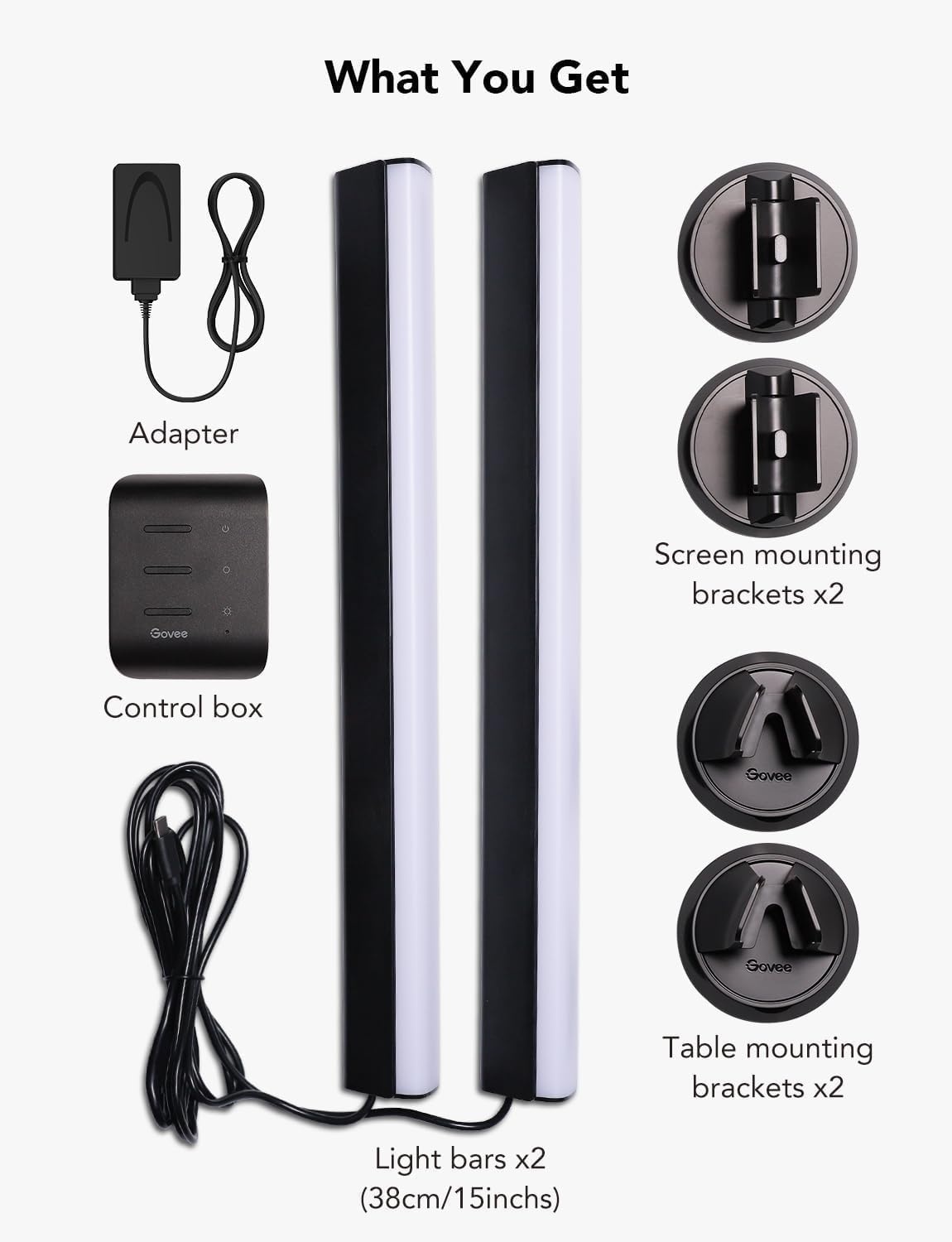imageGovee RGBIC Light Bars 15 Inches WiFi TV Backlight Suitable for 4570 inch TVs Smart Light Bars with Multiple Placement Options Work with Alexa and Google Assistant BlackBlack