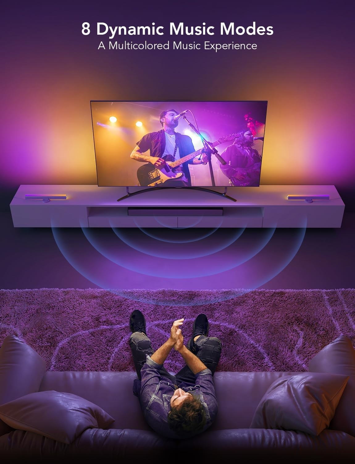 imageGovee RGBIC Light Bars 15 Inches WiFi TV Backlight Suitable for 4570 inch TVs Smart Light Bars with Multiple Placement Options Work with Alexa and Google Assistant BlackWhite