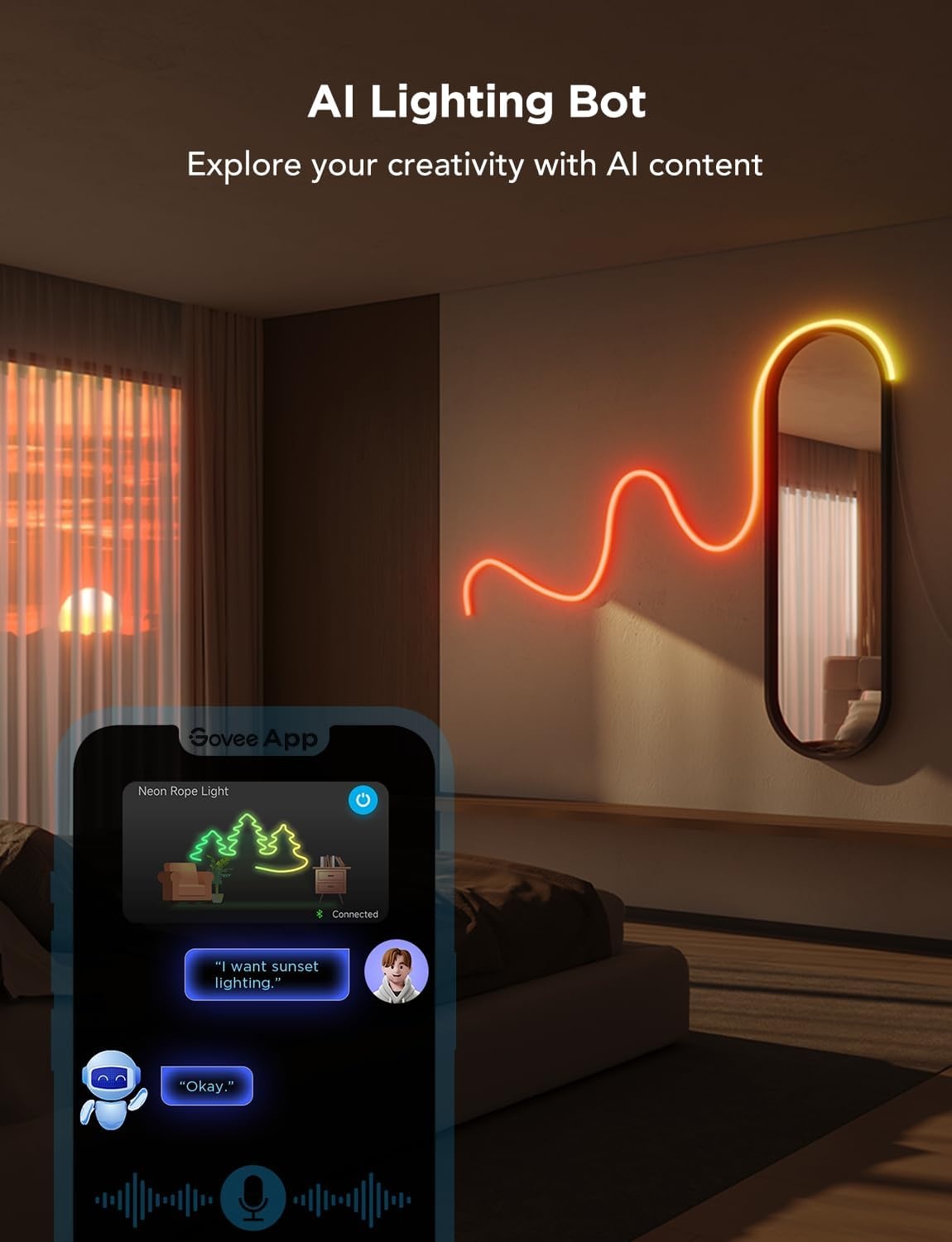 imageGovee RGBIC Neon Lights LED Smart Neon Rope Light 2 Works with Matter Alexa Google Assistant Custom DIY Neon Strip Lights for Bedroom and Wall Decor Softer Material 164ft WhiteWhite