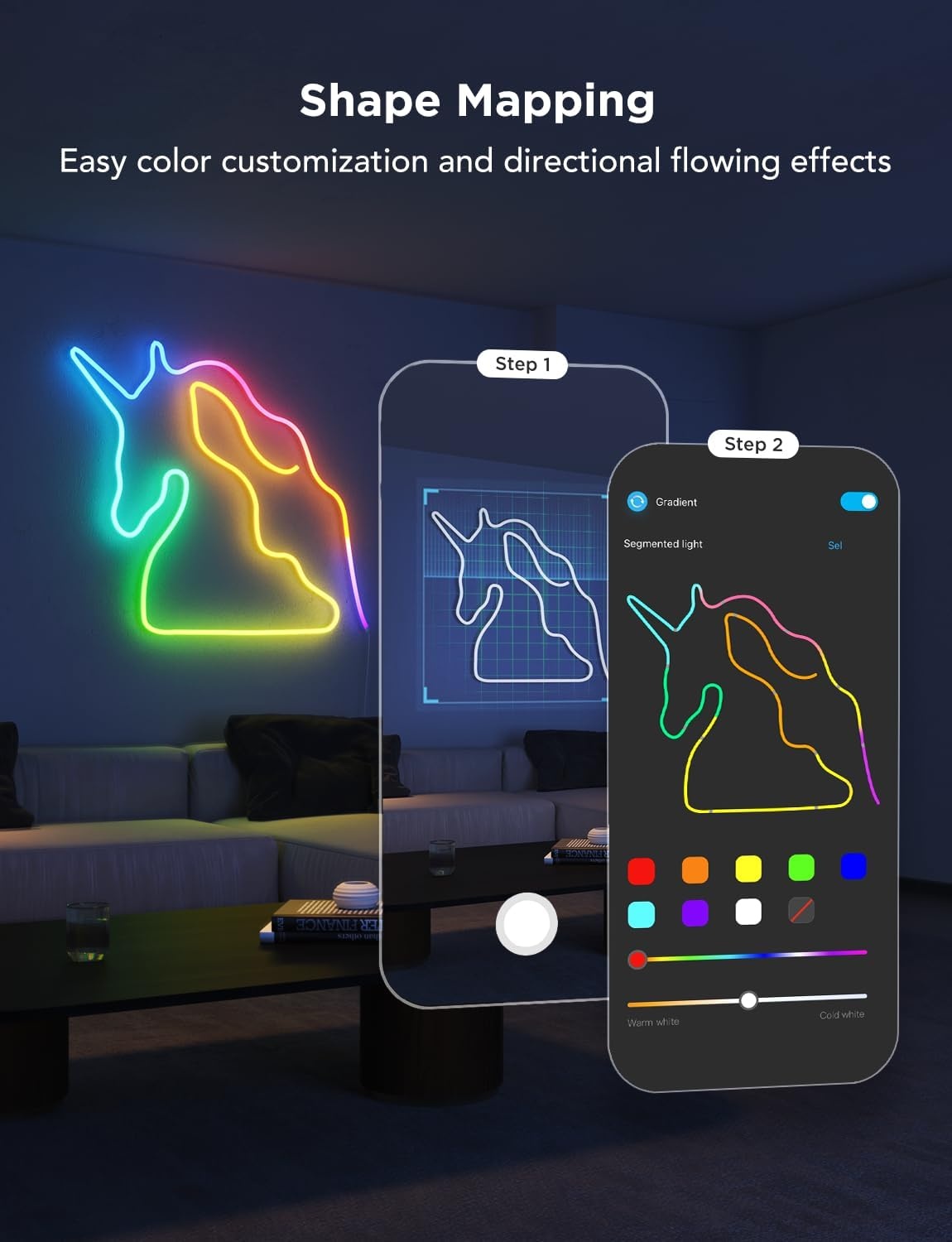 imageGovee RGBIC Neon Lights LED Smart Neon Rope Light 2 Works with Matter Alexa Google Assistant Custom DIY Neon Strip Lights for Bedroom and Wall Decor Softer Material 164ft WhiteWhite