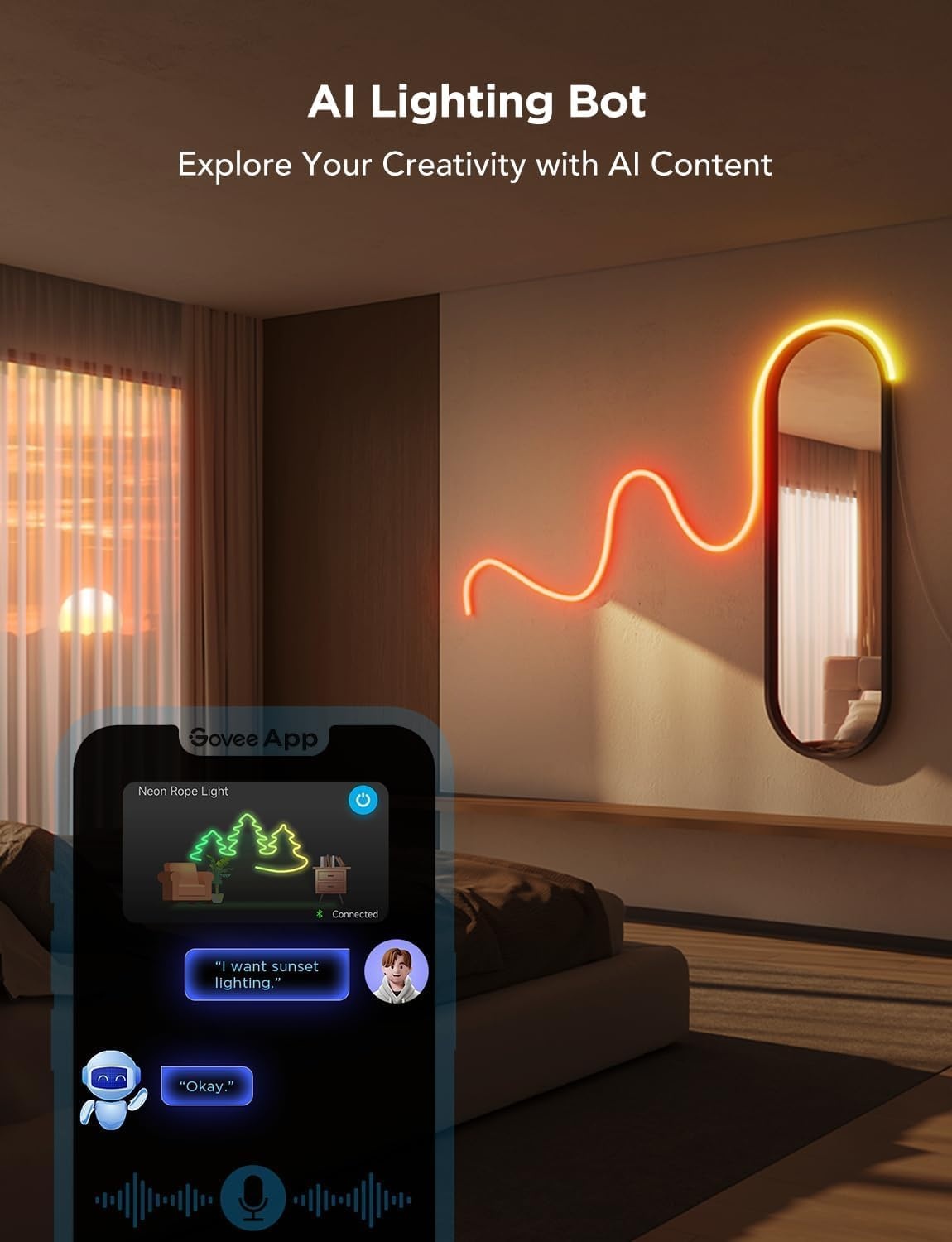 imageGovee RGBIC Neon Lights LED Smart Neon Rope Light 2 Works with Matter Alexa Google Assistant Custom DIY Neon Strip Lights for Bedroom and Wall Decor Softer Material 164ft WhiteWhite