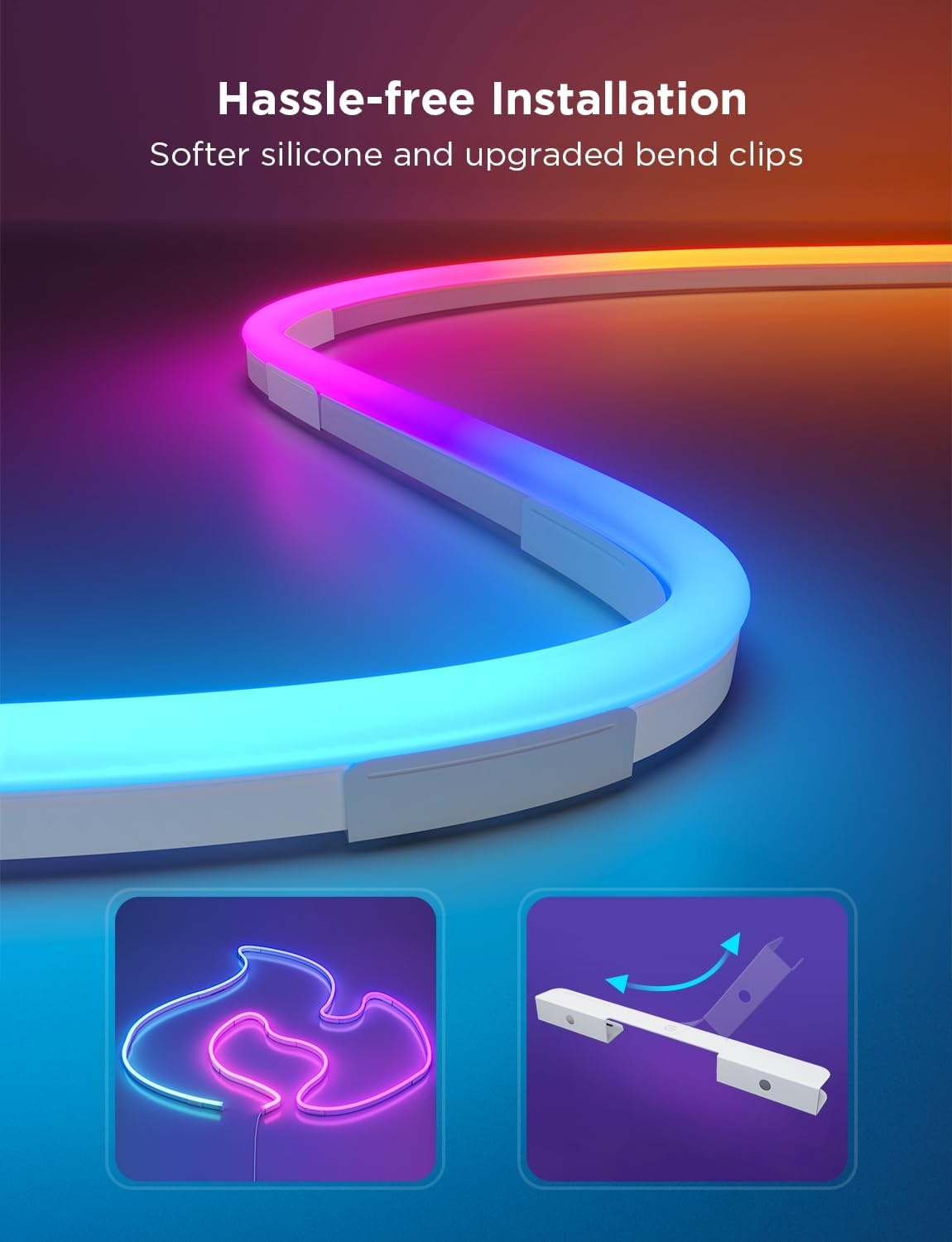 imageGovee RGBIC Neon Lights LED Smart Neon Rope Light 2 Works with Matter Alexa Google Assistant Custom DIY Neon Strip Lights for Bedroom and Wall Decor Softer Material 164ft WhiteWhite