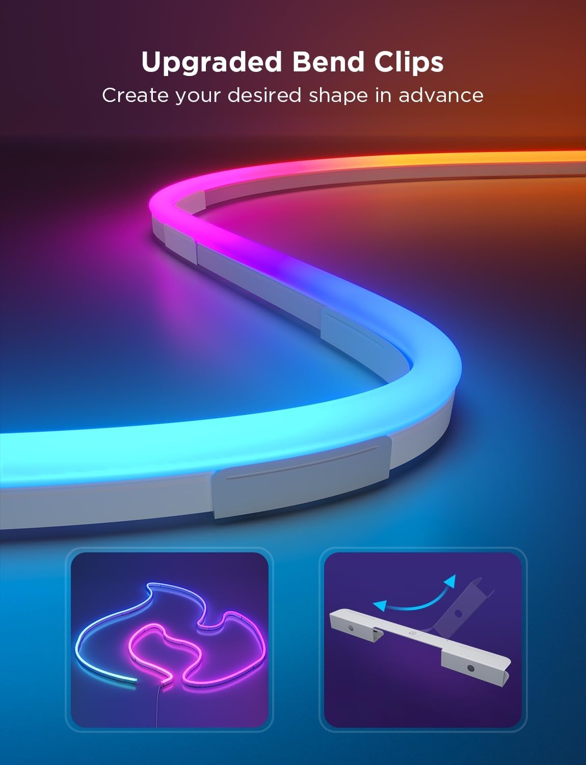imageGovee RGBIC Neon Lights LED Smart Neon Rope Light 2 Works with Matter Alexa Google Assistant Custom DIY Neon Strip Lights for Bedroom and Wall Decor Softer Material 164ft WhiteWhite
