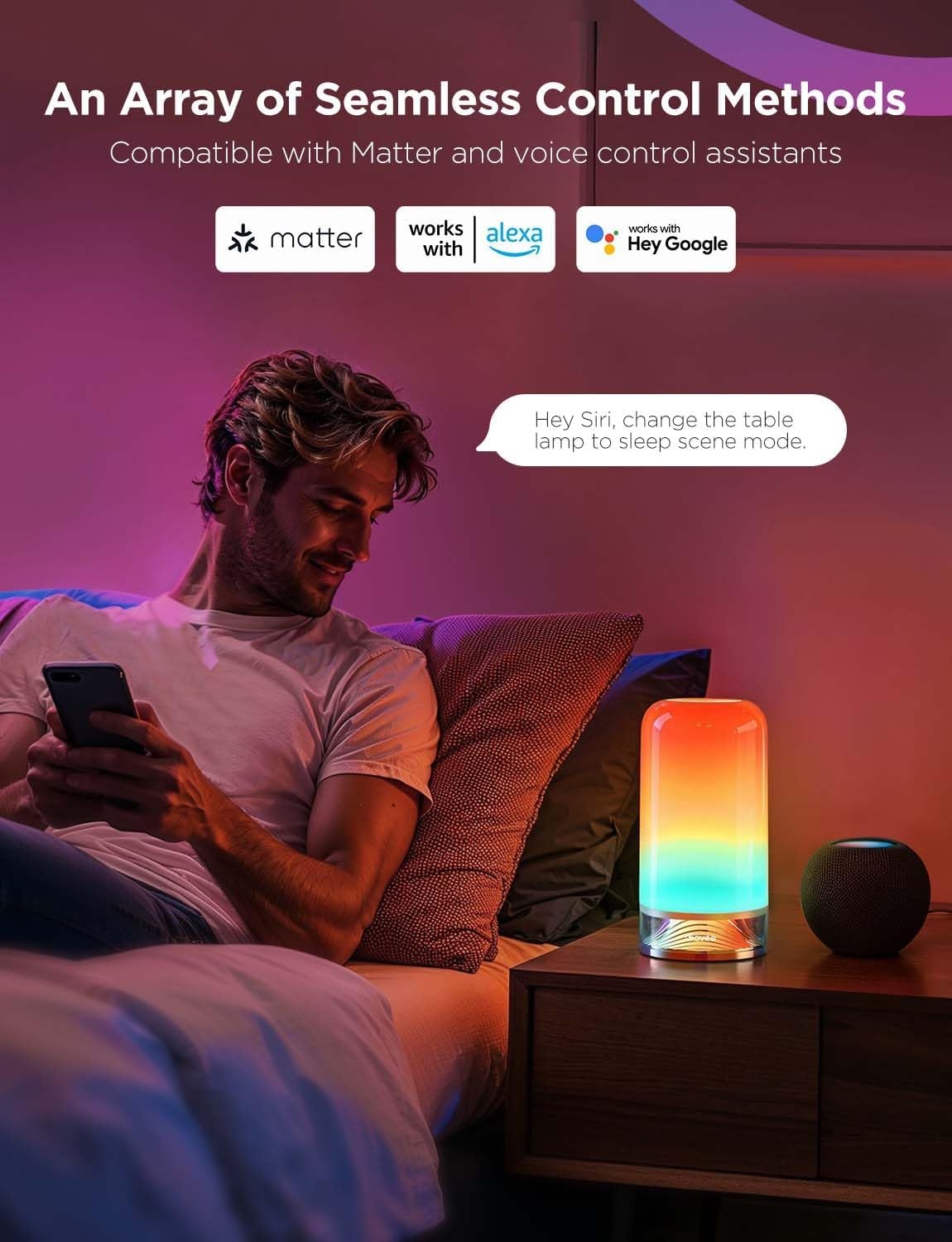 imageGovee RGBIC Smart Table Lamp 2 Bundle Floor Lamp 2 with Matter