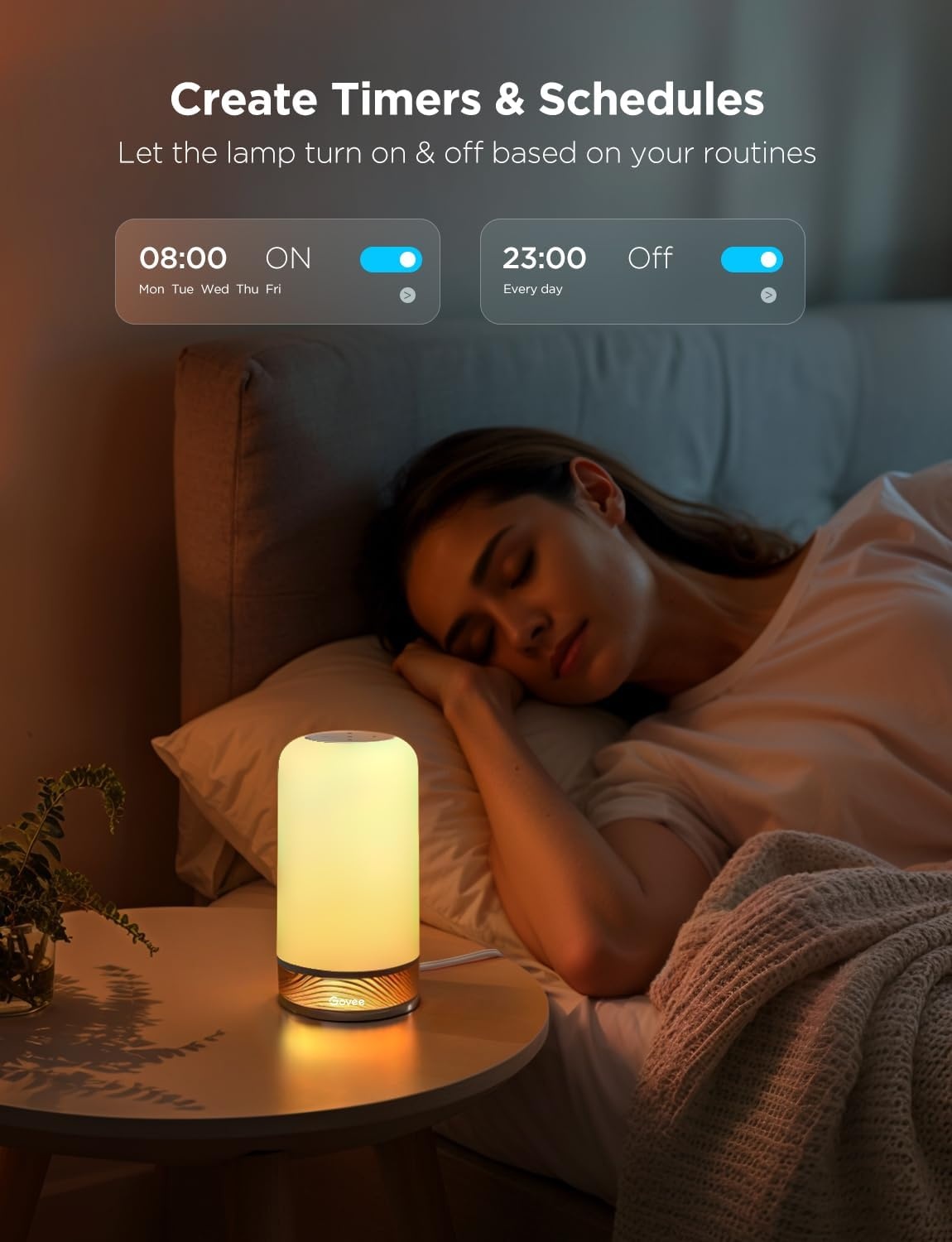 imageGovee RGBIC Smart Table Lamp 2 Touch Bedside Small Table Lamp Compatible with SmartThings Matter Alexa Desk Lamp with 64 Scene Modes Nightstand Lamp for Bedroom Living Room Night LightCorded
