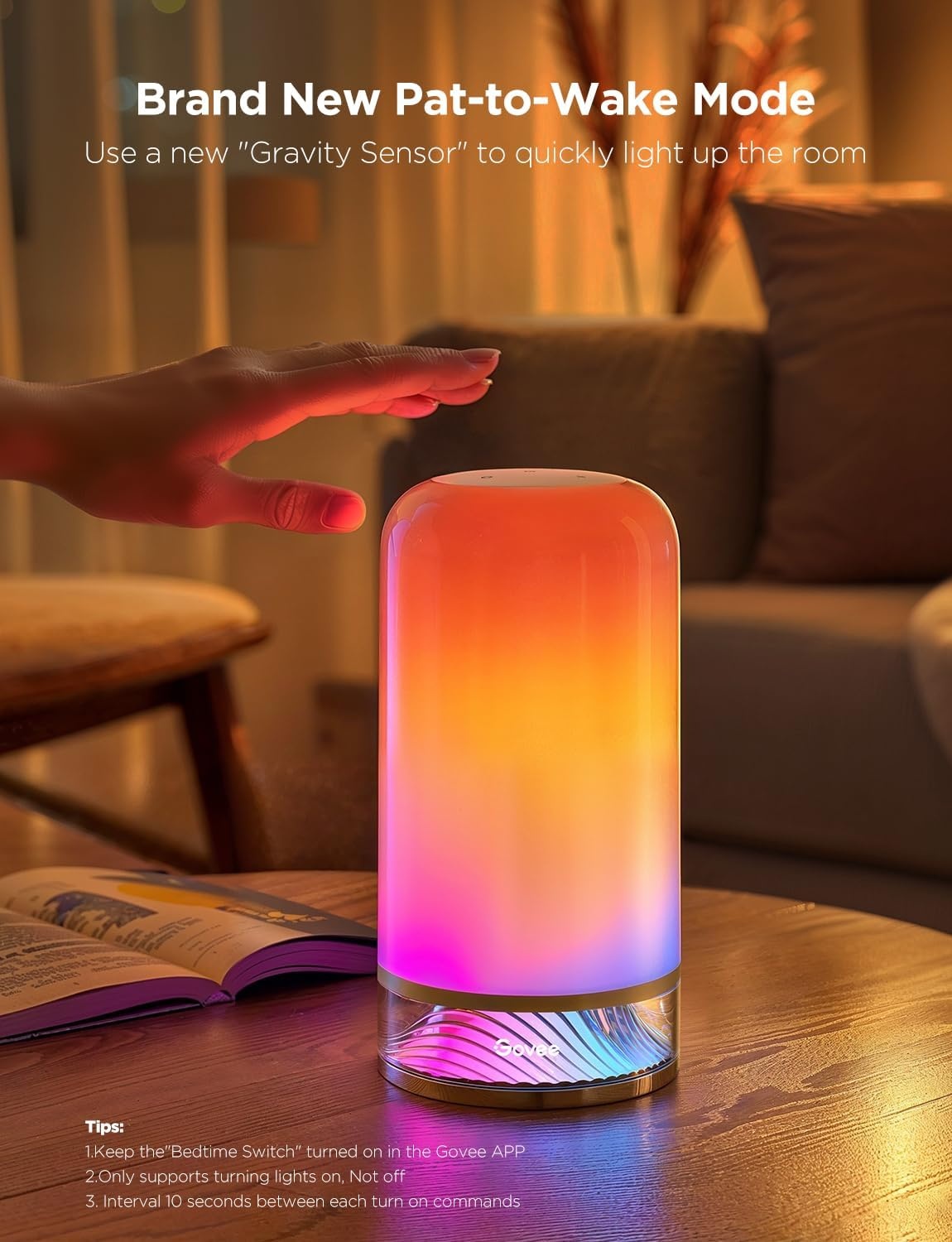 imageGovee RGBIC Smart Table Lamp 2 Touch Bedside Small Table Lamp Compatible with SmartThings Matter Alexa Desk Lamp with 64 Scene Modes Nightstand Lamp for Bedroom Living Room Night LightCorded