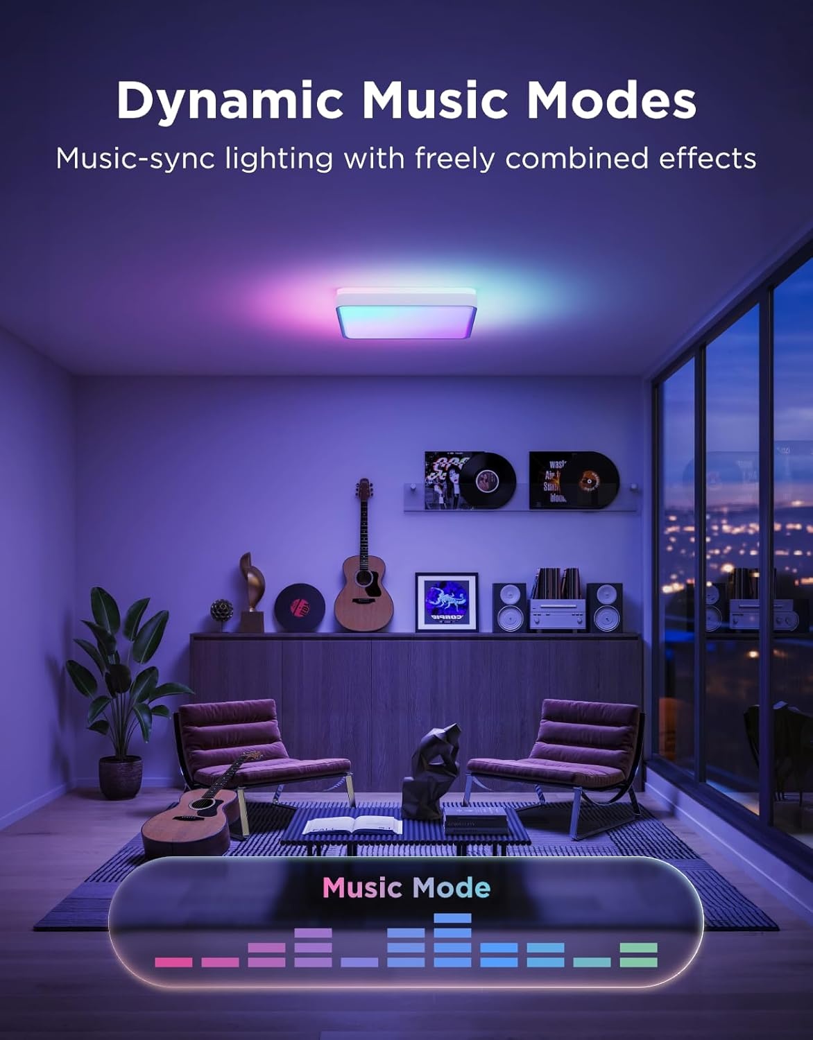 imageGovee Smart Ceiling Light Pro 18 Inch 4800LM RGBICWW LED Ceiling Light Fixture Flush Mount Light Fixture DIY Colors Works with Alexa Matter 2700K6500K Lights for Living Room Bedroom 1 PackSquare