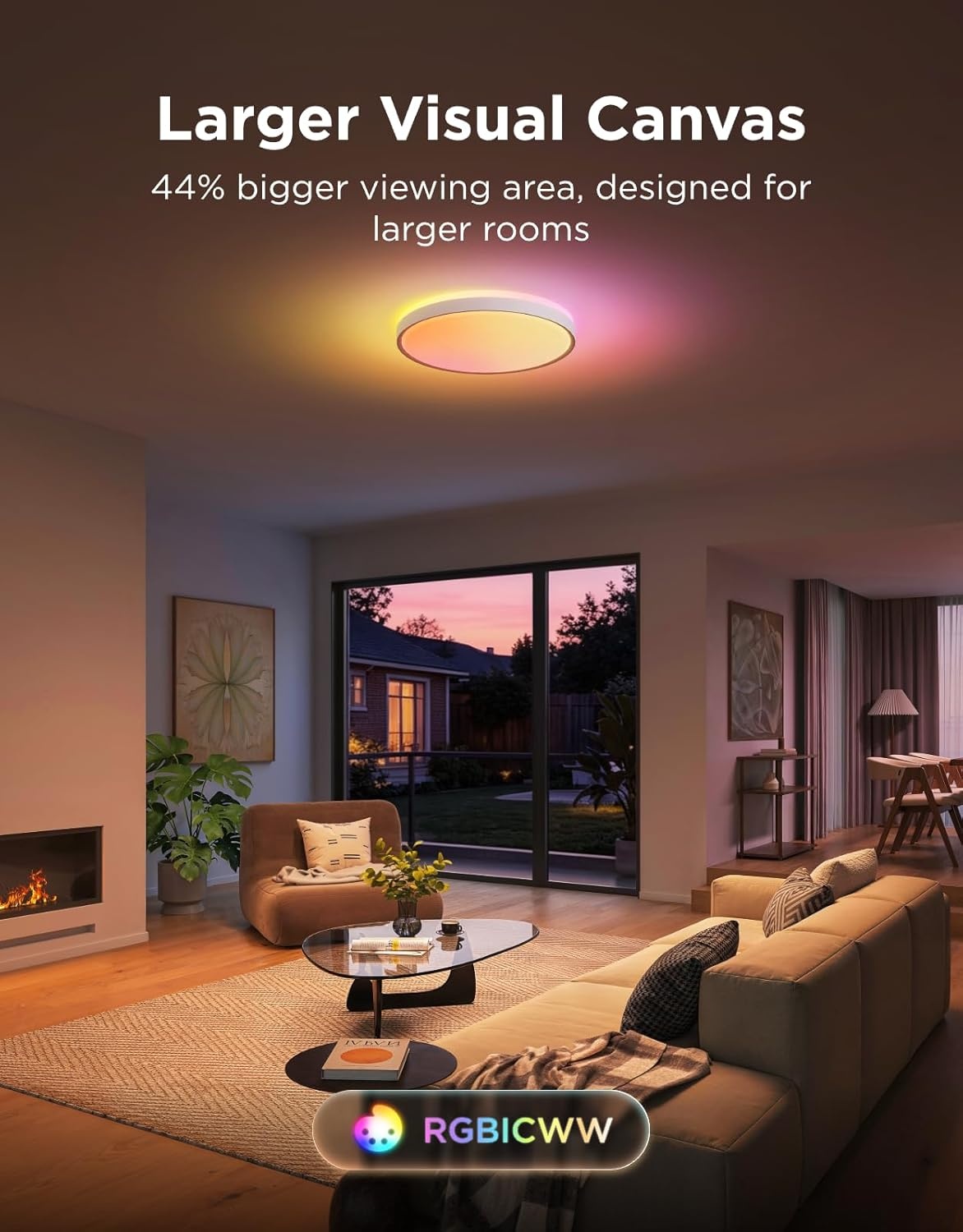 imageGovee Smart Ceiling Light Pro 18 Inch 4800LM RGBICWW LED Ceiling Light Fixture Flush Mount Light Fixture DIY Colors Works with Alexa Matter 2700K6500K Lights for Living Room Bedroom 1 PackRound