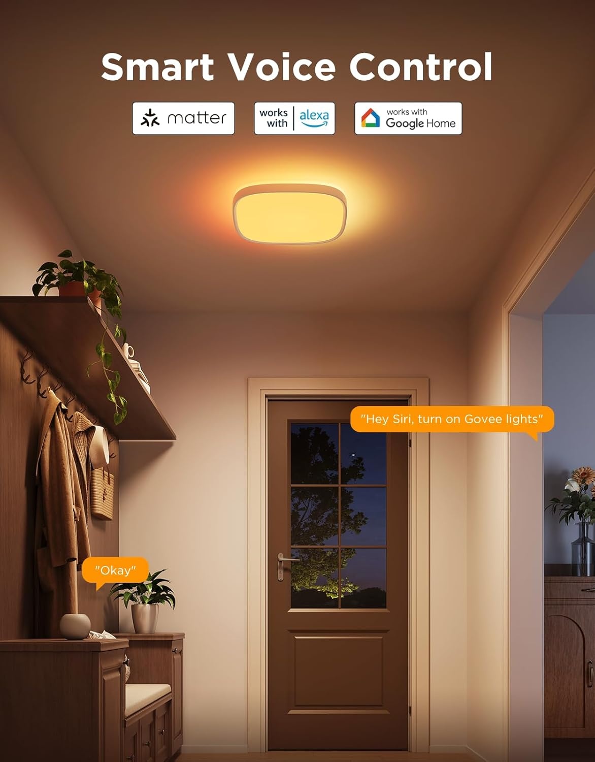 imageGovee Smart Ceiling Light Pro 18 Inch 4800LM RGBICWW LED Ceiling Light Fixture Flush Mount Light Fixture DIY Colors Works with Alexa Matter 2700K6500K Lights for Living Room Bedroom 1 PackSquare